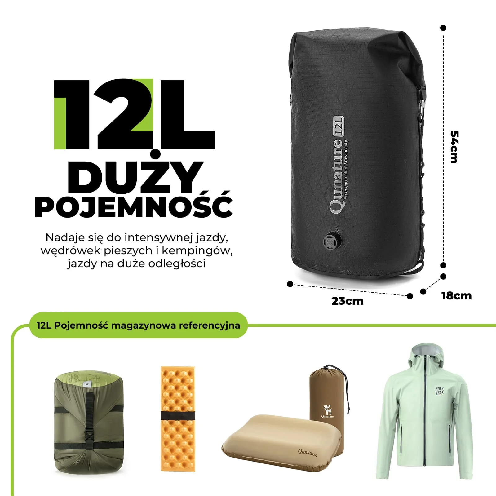 Qunature Bikepacking Wodoszczelna Torba na Kierownicę 6 L / 12 L - Image 23