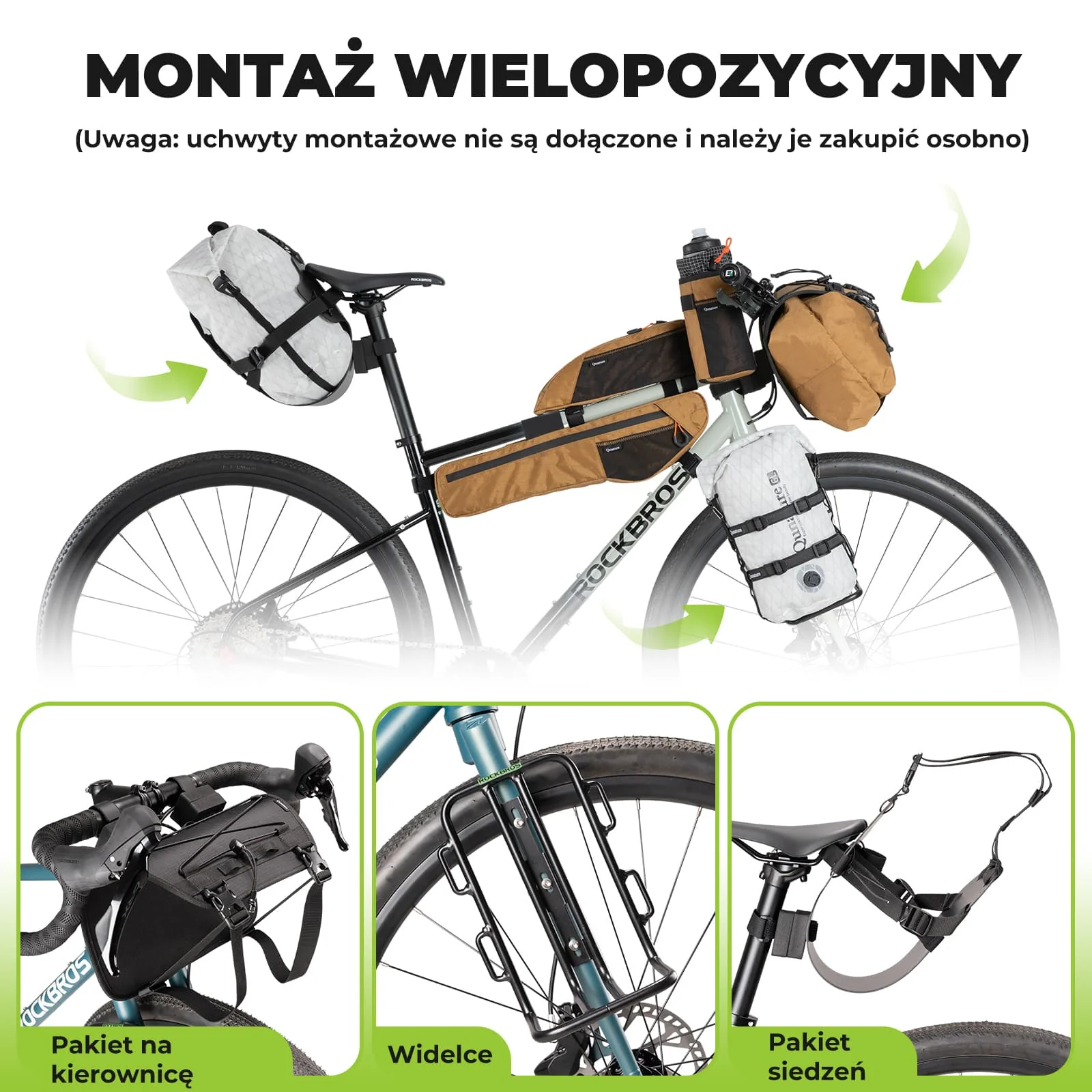 Qunature Bikepacking Wodoszczelna Torba na Kierownicę 6 L / 12 L - Image 7