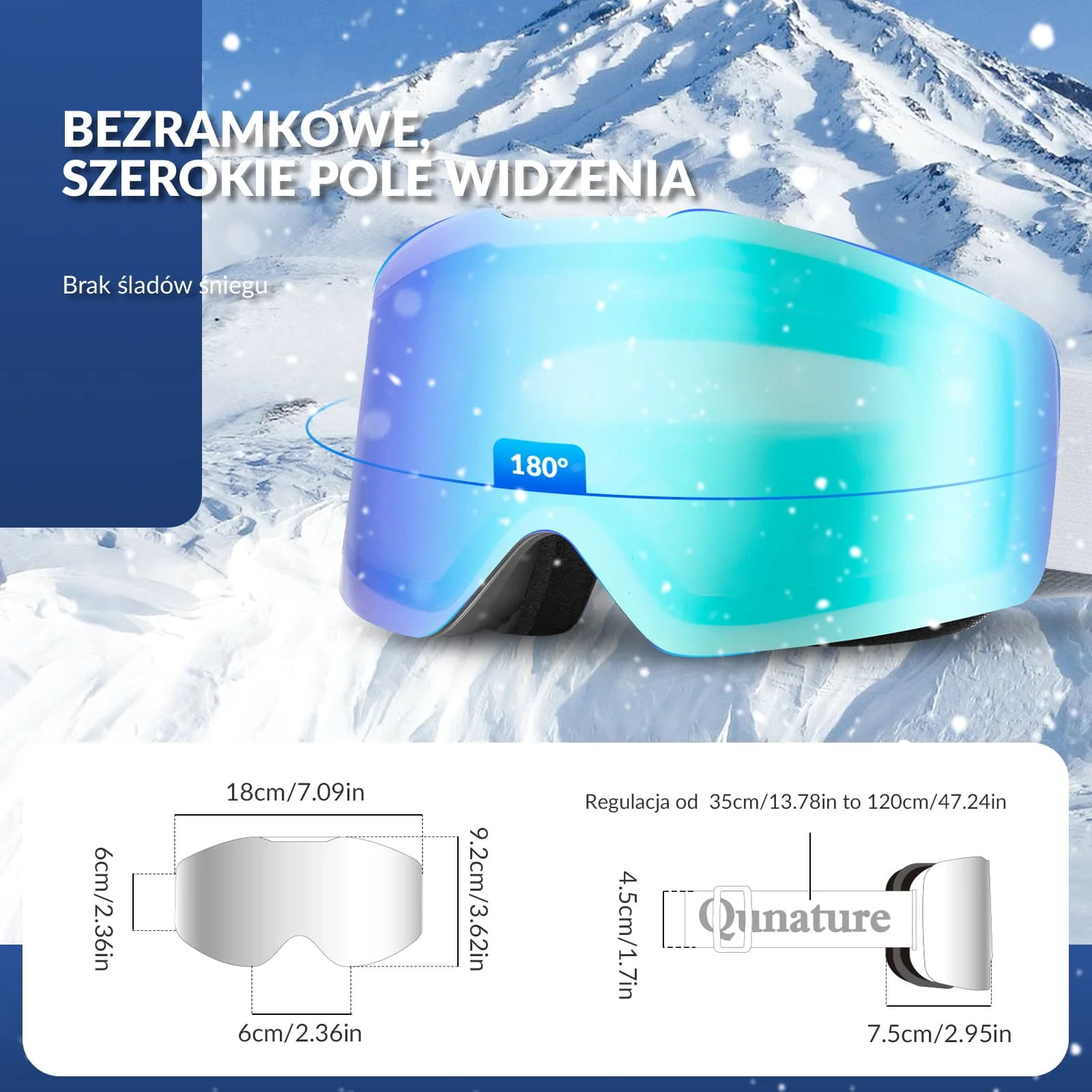 Qunature Gogle Narciarskie Bezramkowe Dla Mężczyzn I Kobiet Przeciwmgielną-Q23-007 - Image 10