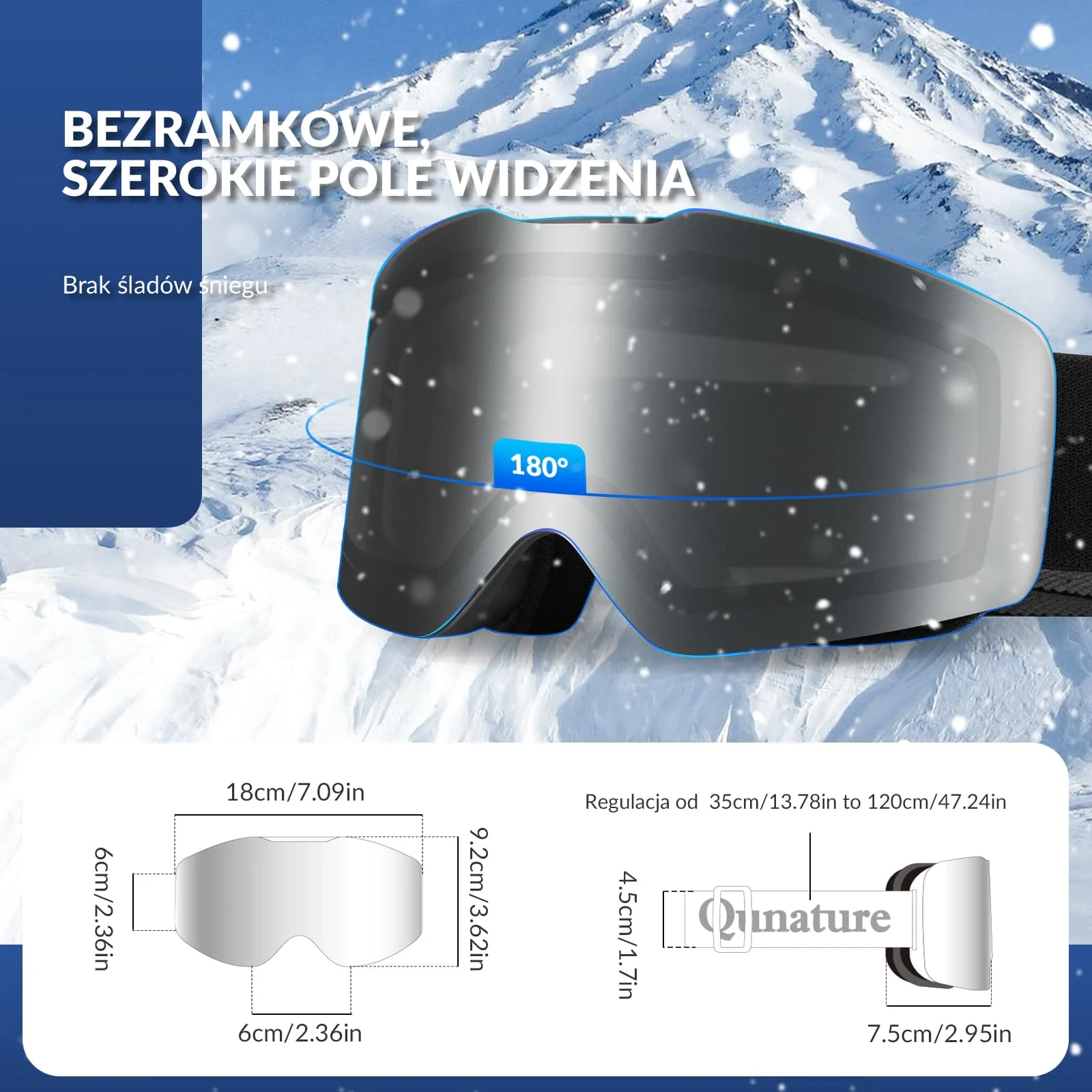 Qunature Gogle Narciarskie Bezramkowe Dla Mężczyzn I Kobiet Przeciwmgielną-Q23-007 - Image 16