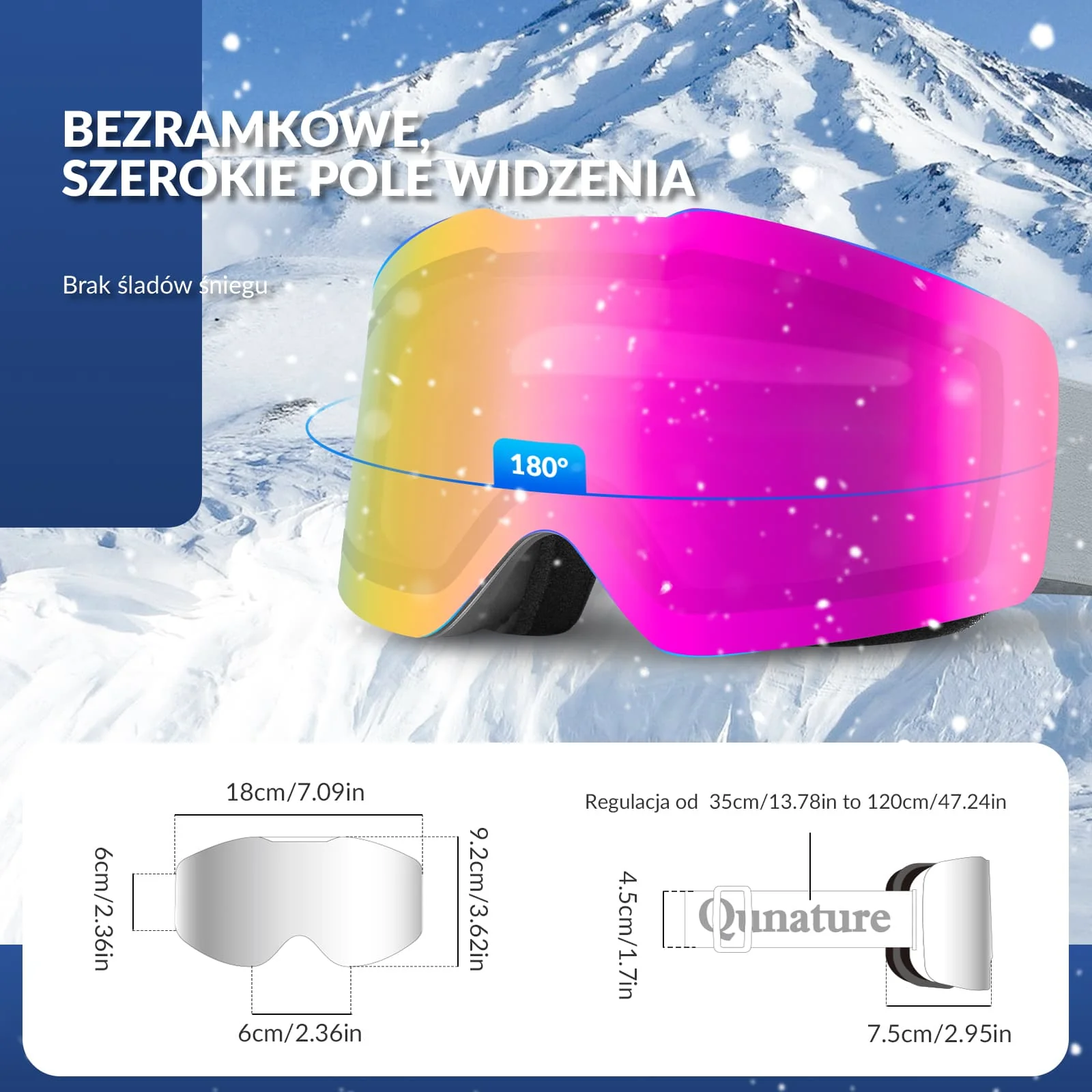 Qunature Gogle Narciarskie Bezramkowe Dla Mężczyzn I Kobiet Przeciwmgielną-Q23-007 - Image 22