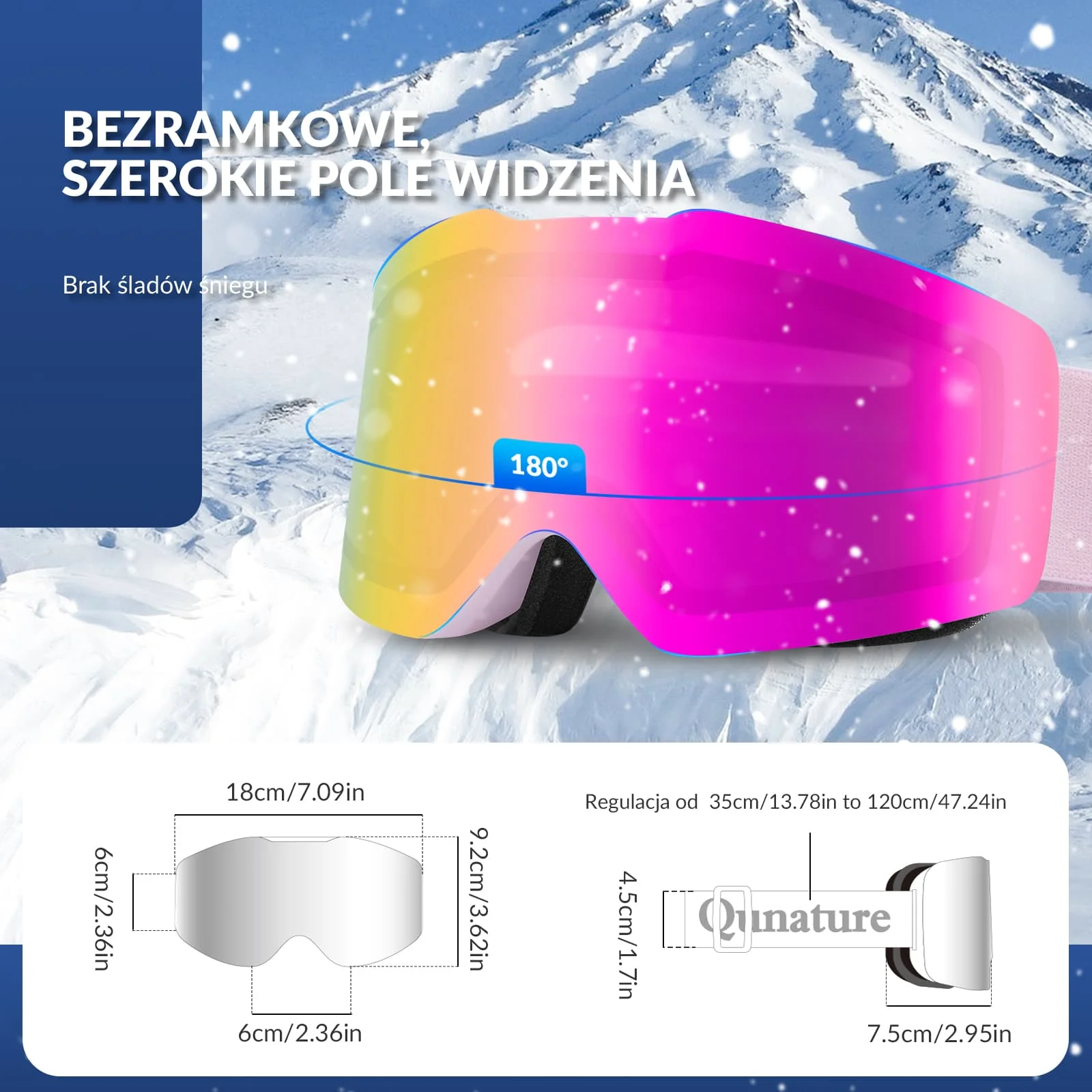 Qunature Gogle Narciarskie Bezramkowe Dla Mężczyzn I Kobiet Przeciwmgielną-Q23-007 - Image 4