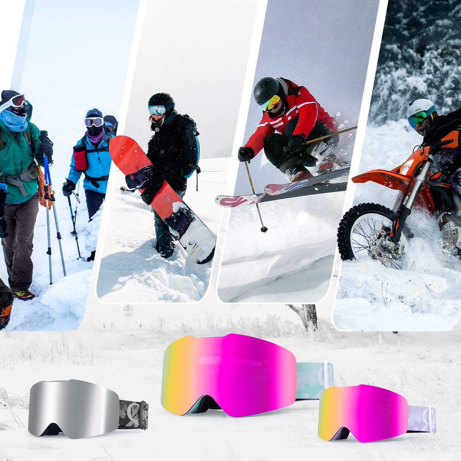 Qunature Gogle Narciarskie I Snowboardowe UV, Przeciwmgielne, OTG-Q23-008 - Image 21