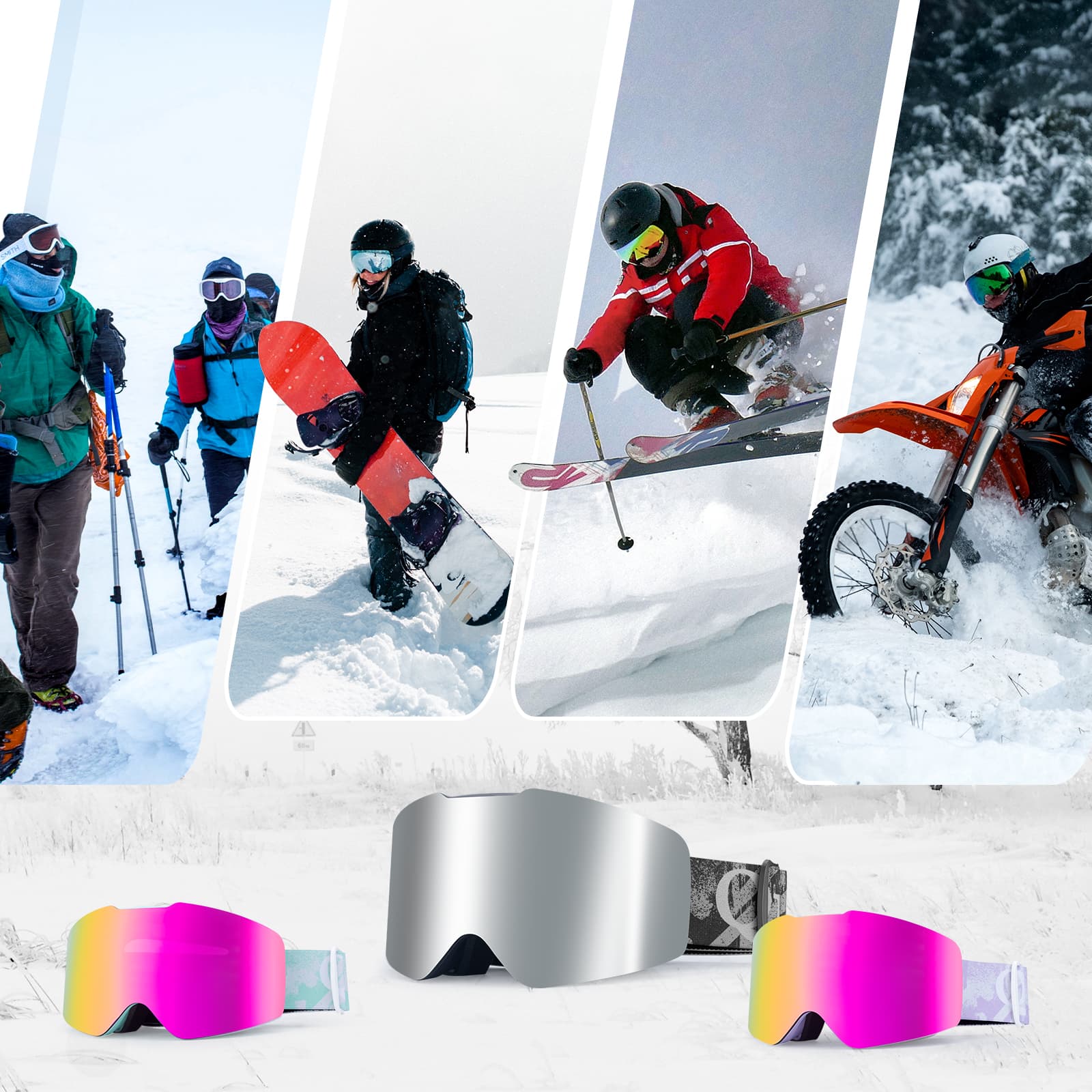 Qunature Gogle Narciarskie I Snowboardowe UV, Przeciwmgielne, OTG-Q23-008 - Image 7