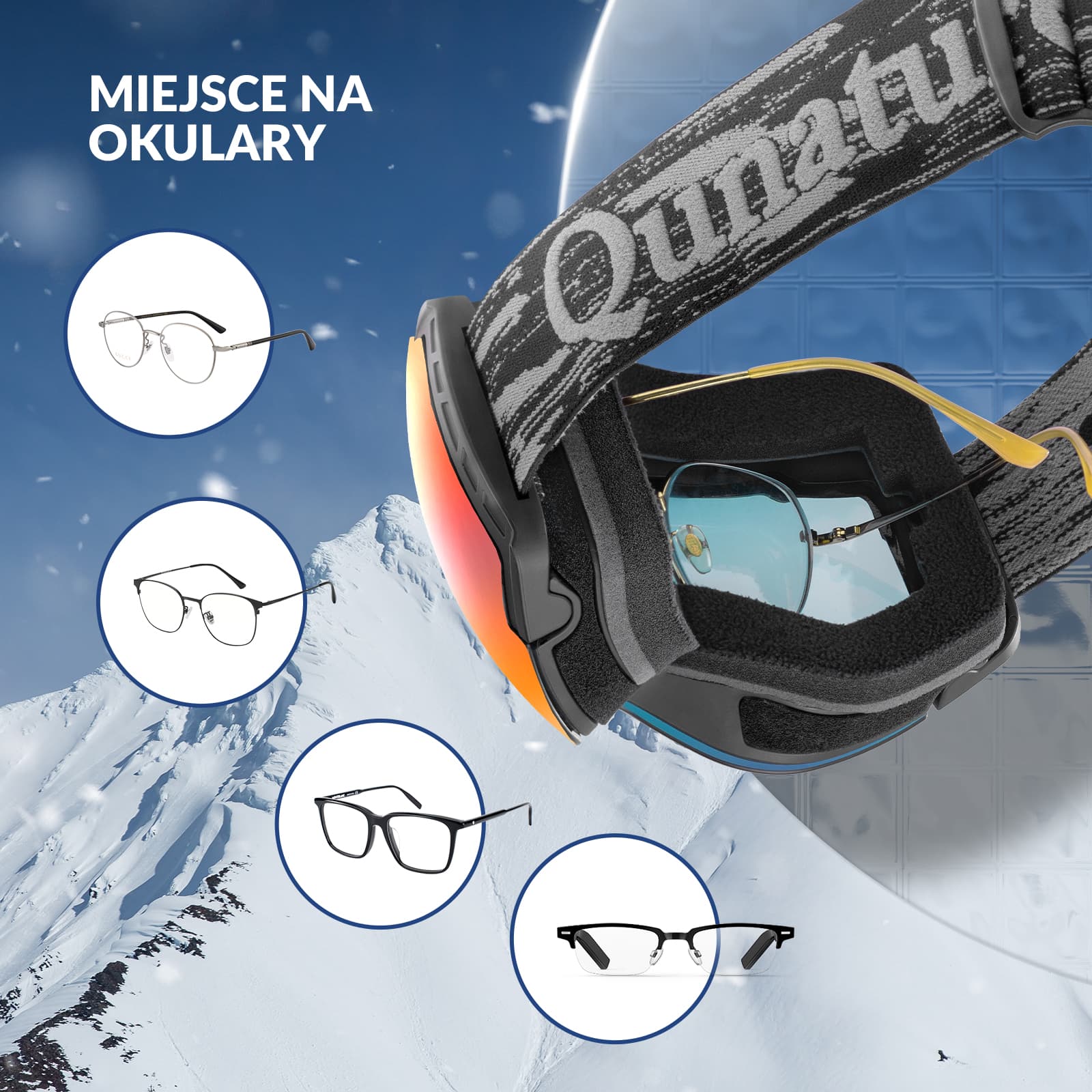 Qunature Gogle Śnieżne Ochrona UV Podwójne Soczewki Przeciwmgielne-Q23-005 - Image 10