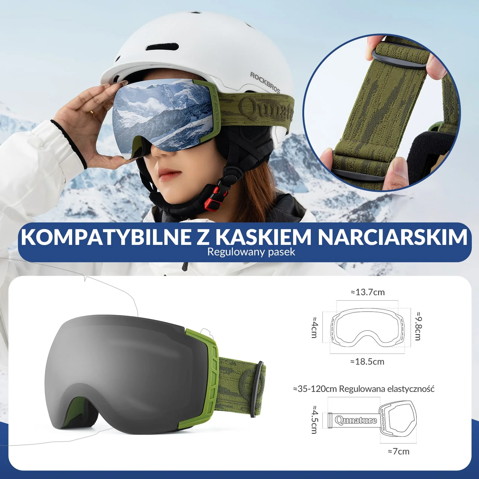 Qunature Gogle Śnieżne Ochrona UV Podwójne Soczewki Przeciwmgielne-Q23-005 - Image 17