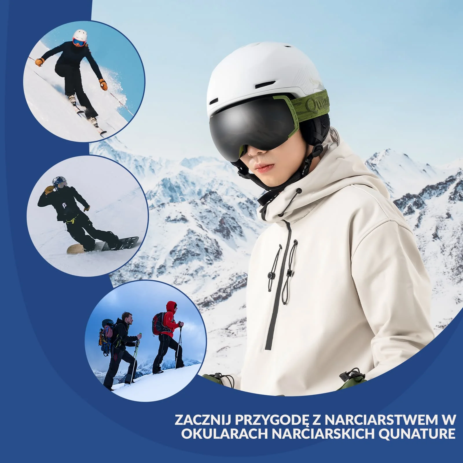 Qunature Gogle Śnieżne Ochrona UV Podwójne Soczewki Przeciwmgielne-Q23-005 - Image 18