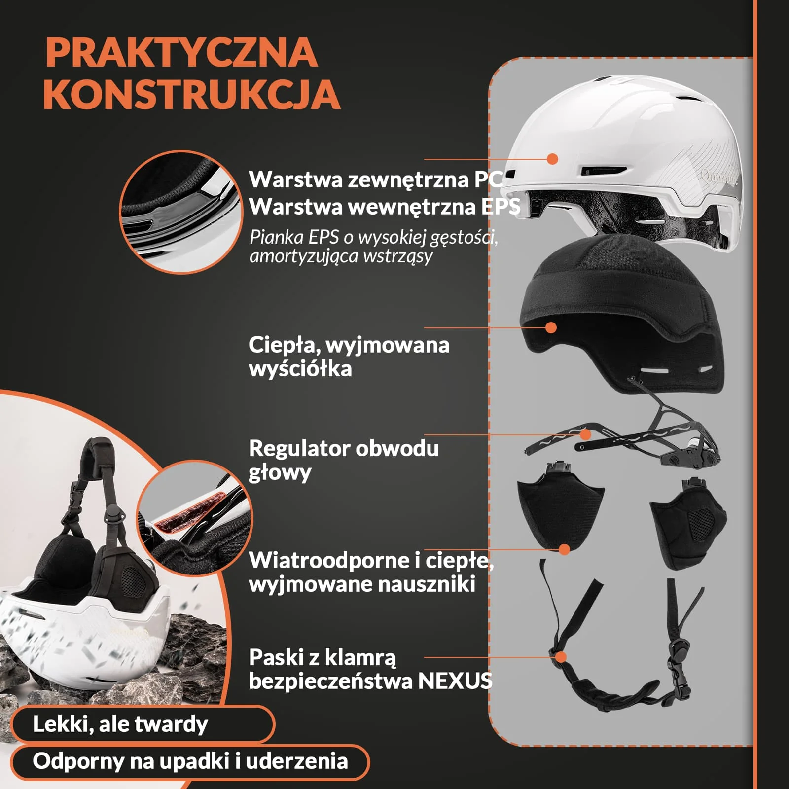Qunature Kask Narciarski z Ochraniaczami i Nausznikiem dla Kobiet i Mężczyzn-S-313 - Image 14