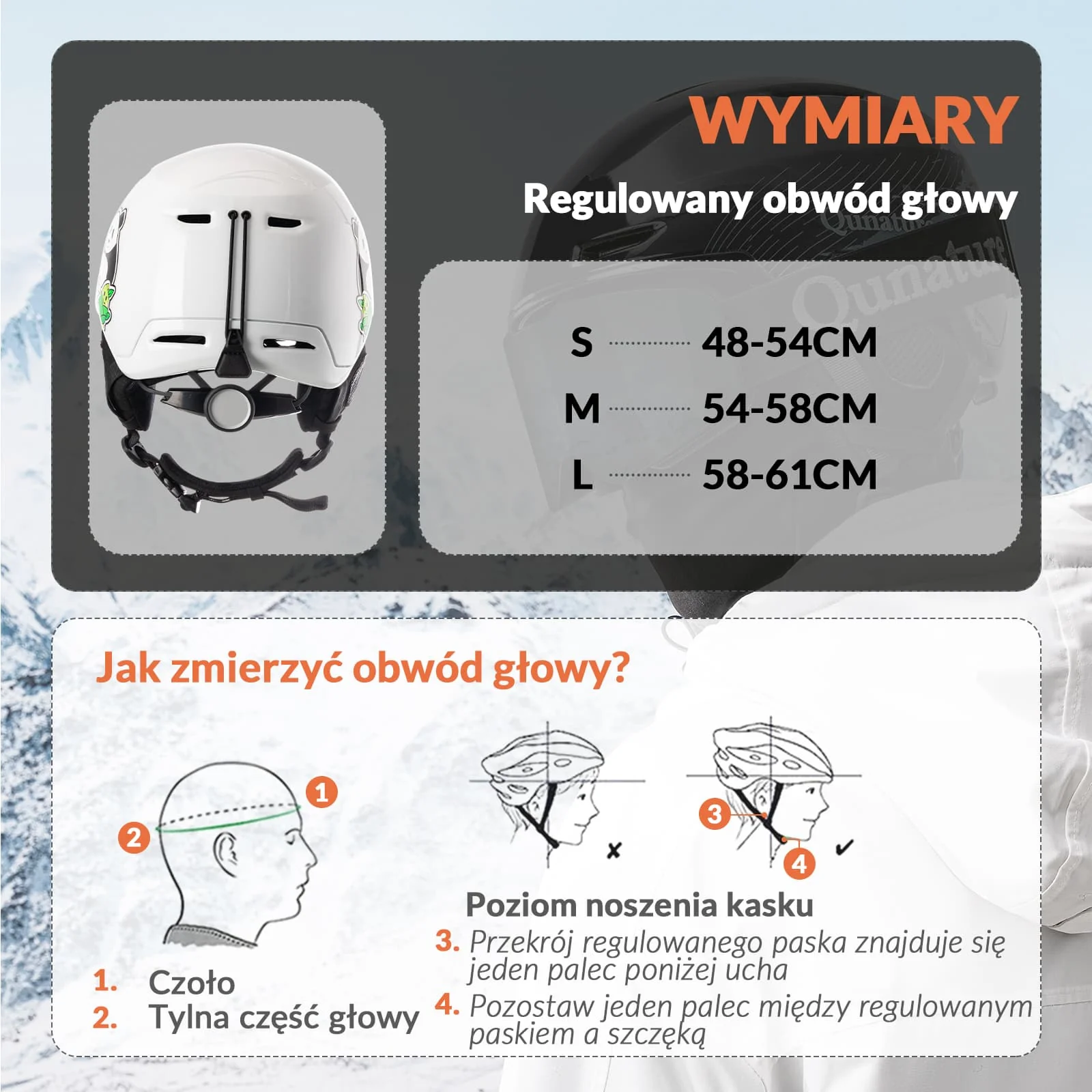 Qunature Kask Narciarski z Ochraniaczami i Nausznikiem dla Kobiet i Mężczyzn-S-313 - Image 3