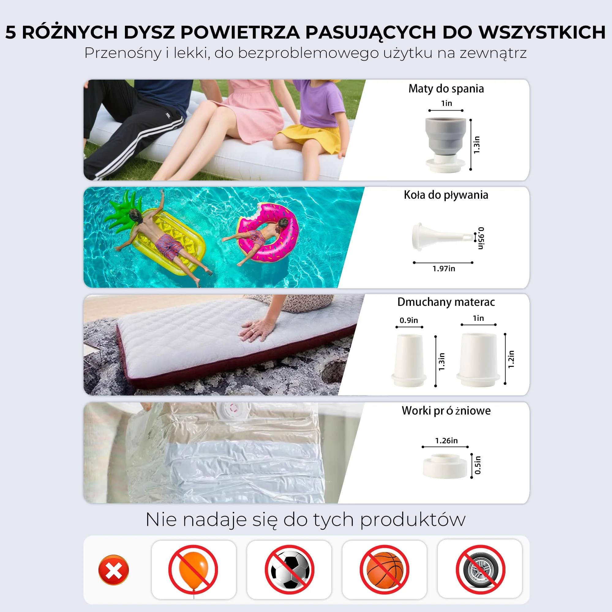 Qunature Mini Szybka Pompka Elektryczna 1500 mAh, Funkcja Inflacji i Deflacji - Image 13