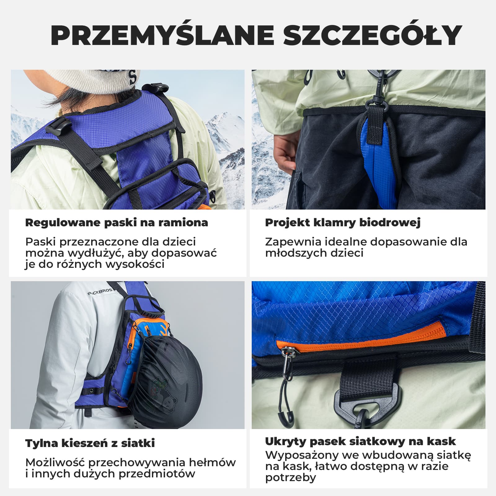 Qunature Plecak do Nauki Jazdy na Nartach dla Dzieci-H53 - Image 3