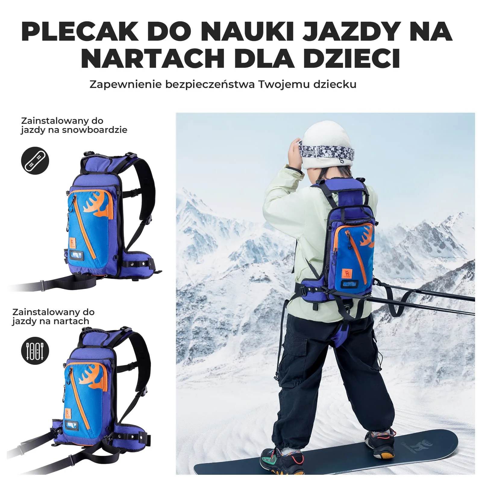 Qunature Plecak do Nauki Jazdy na Nartach dla Dzieci-H53 - Image 4