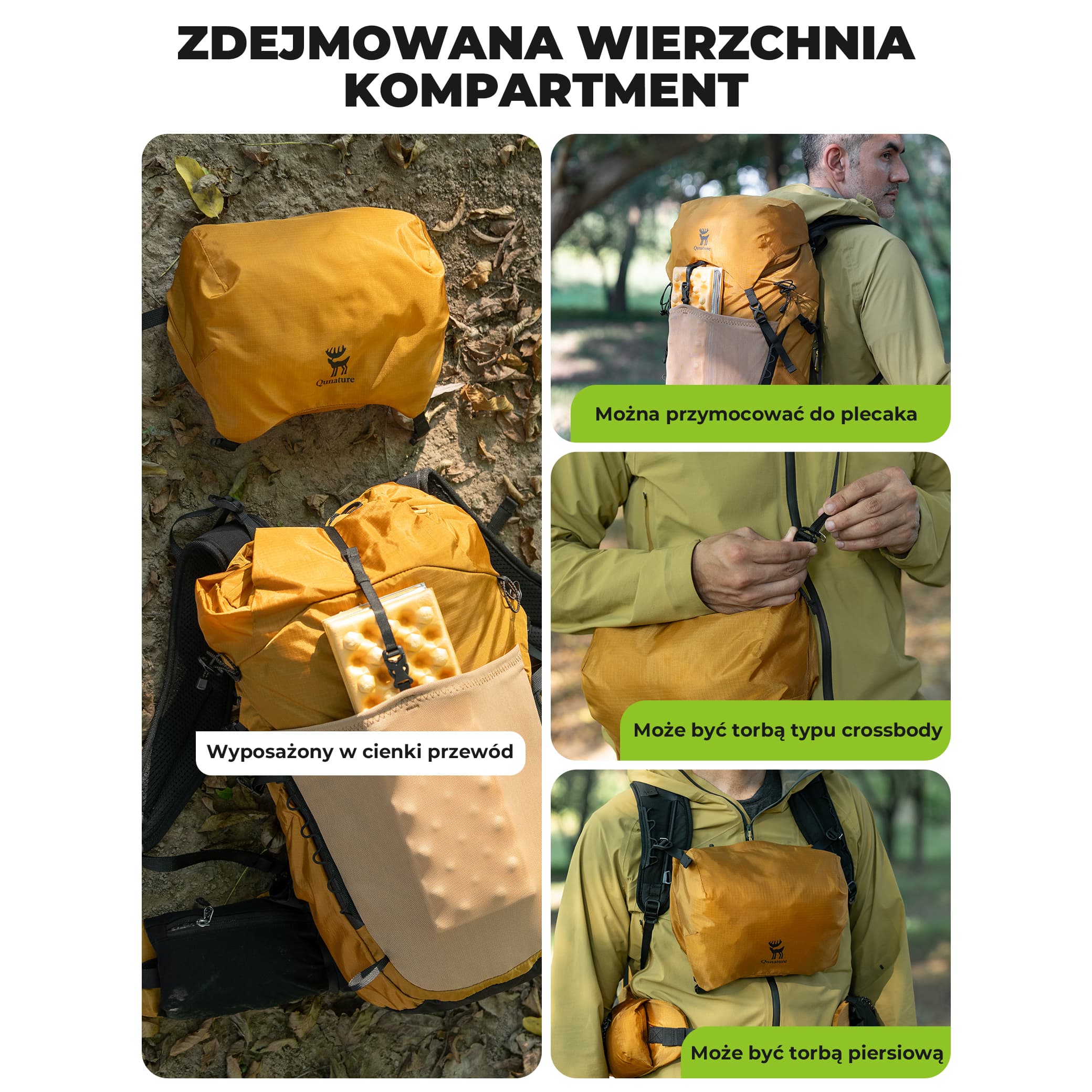 Qunature Plecak Trekkingowy 25 L z Odpinaną Kieszenią I Dostępem Bocznym-H64 - Image 12