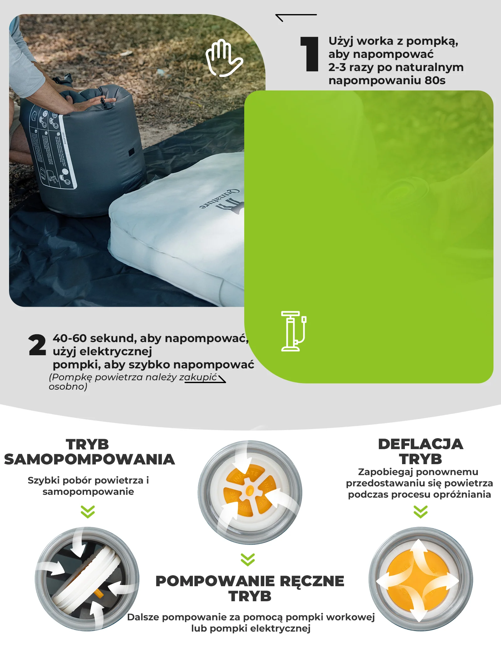 Qunature Przenośna Nadmuchiwana Mata Piankowa do Spania 4 Calowa - Image 16