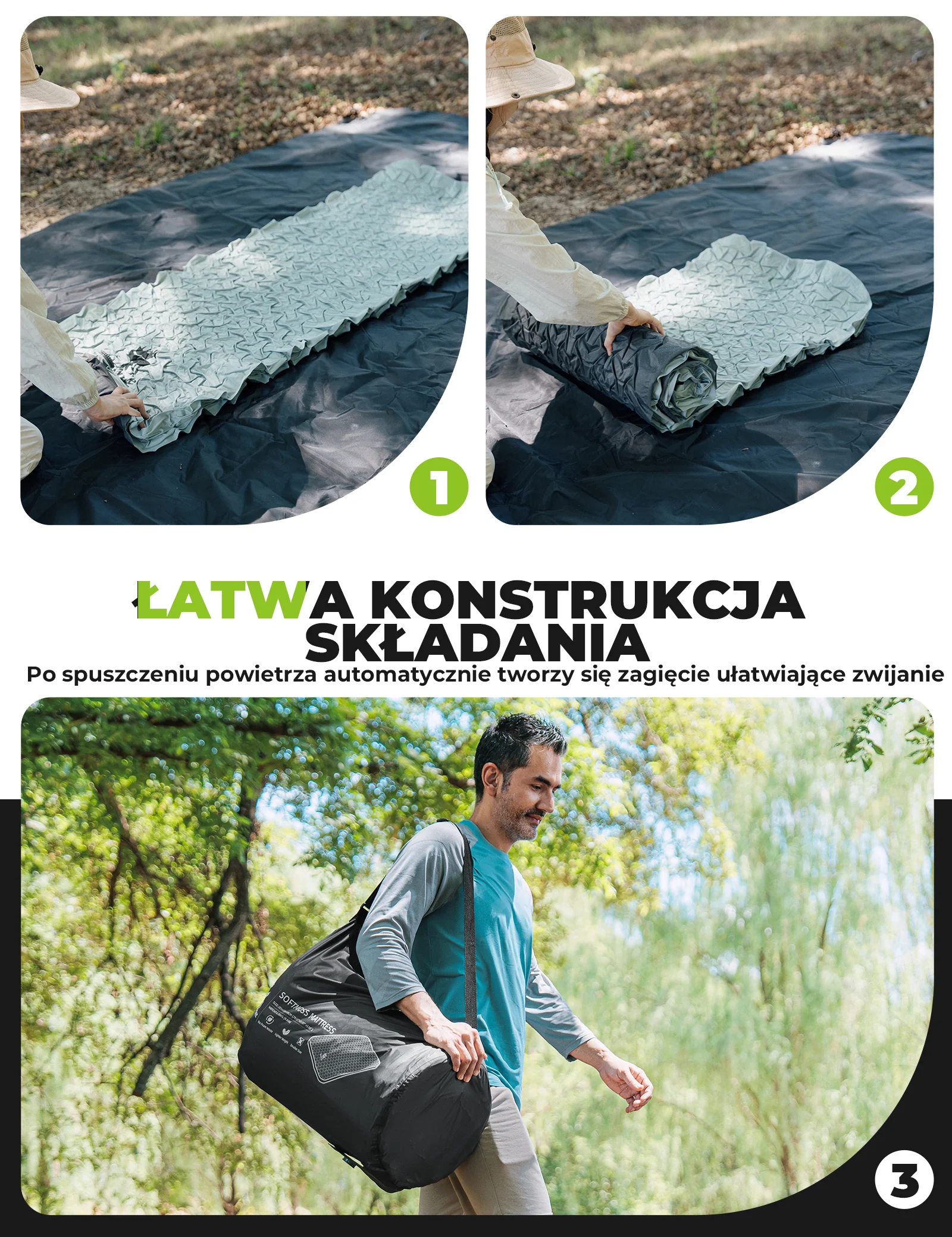 Qunature Przenośna Nadmuchiwana Mata Piankowa do Spania 4 Calowa - Image 26