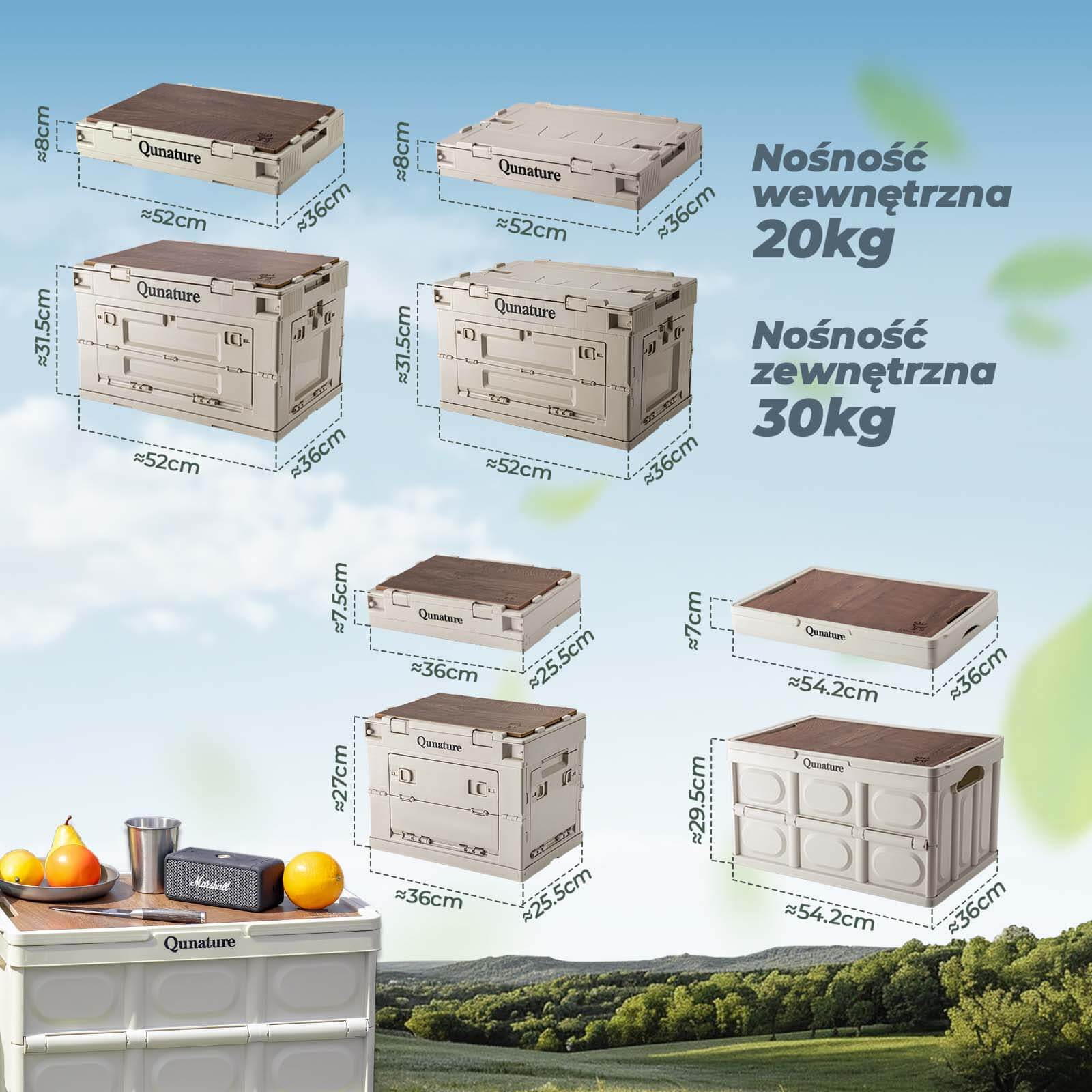 Qunature Skrzynia Kempingowa Ze Składaną Pokrywą - Image 11
