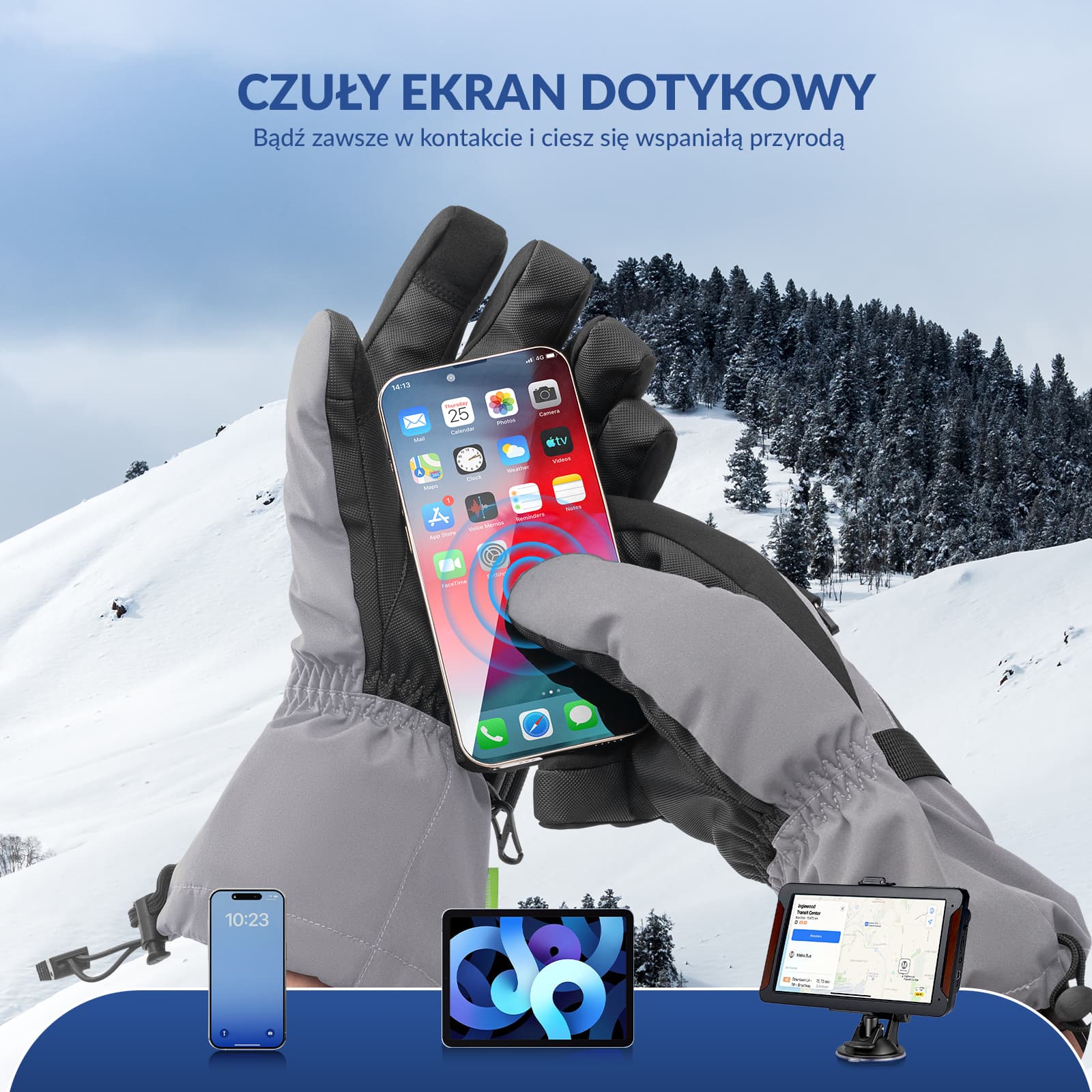 Qunature Rękawice Narciarskie Z Ekranem Dotykowym I Zamkiem-014-S347 - Image 15