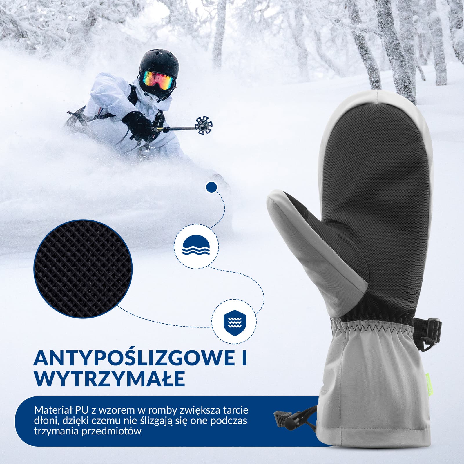 Qunature Rękawiczki Narciarskie Zimowe z Funkcją Ekranu Dotykowego Wodoodporne Wielobarwny-014-S346 - Image 11