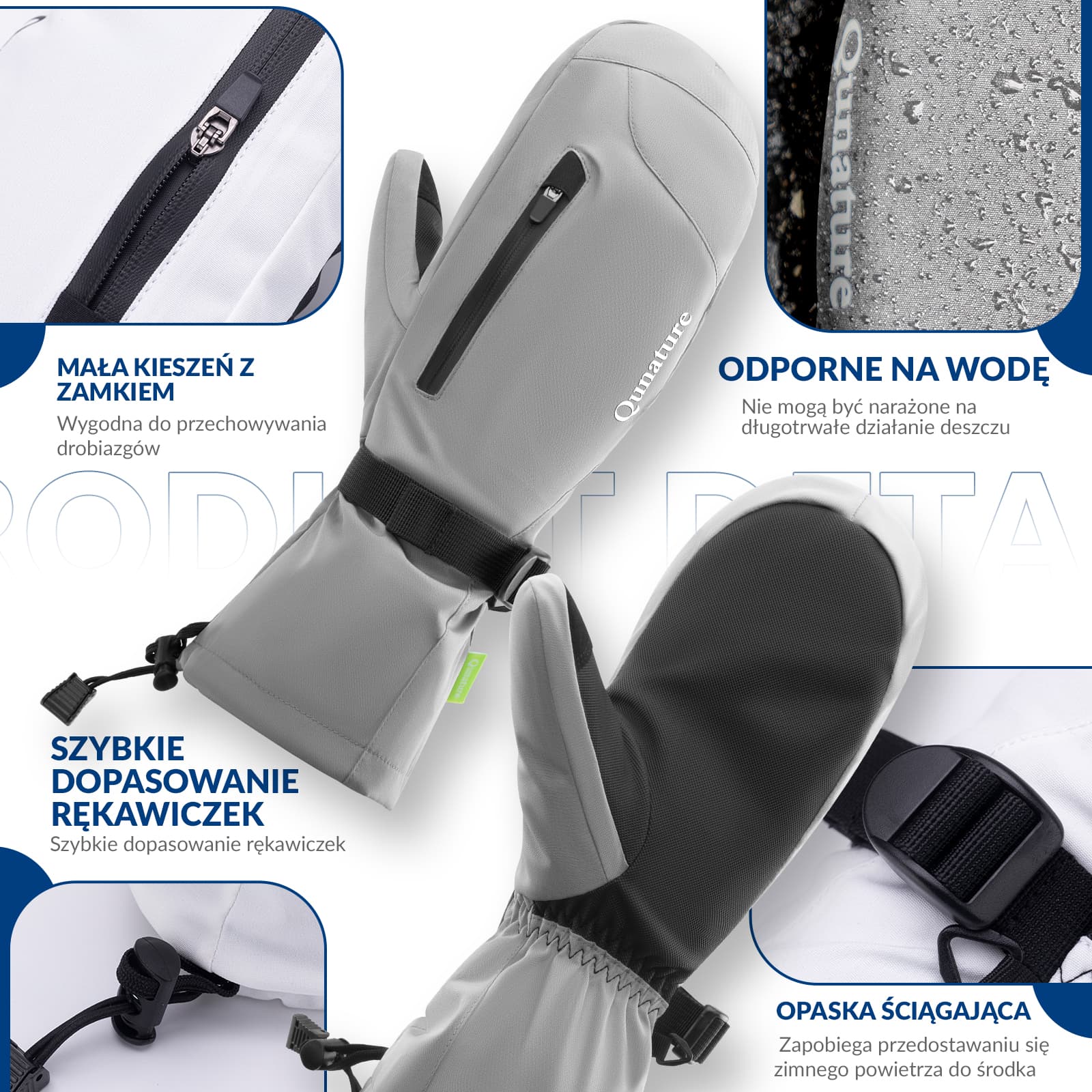Qunature Rękawiczki Narciarskie Zimowe z Funkcją Ekranu Dotykowego Wodoodporne Wielobarwny-014-S346 - Image 12