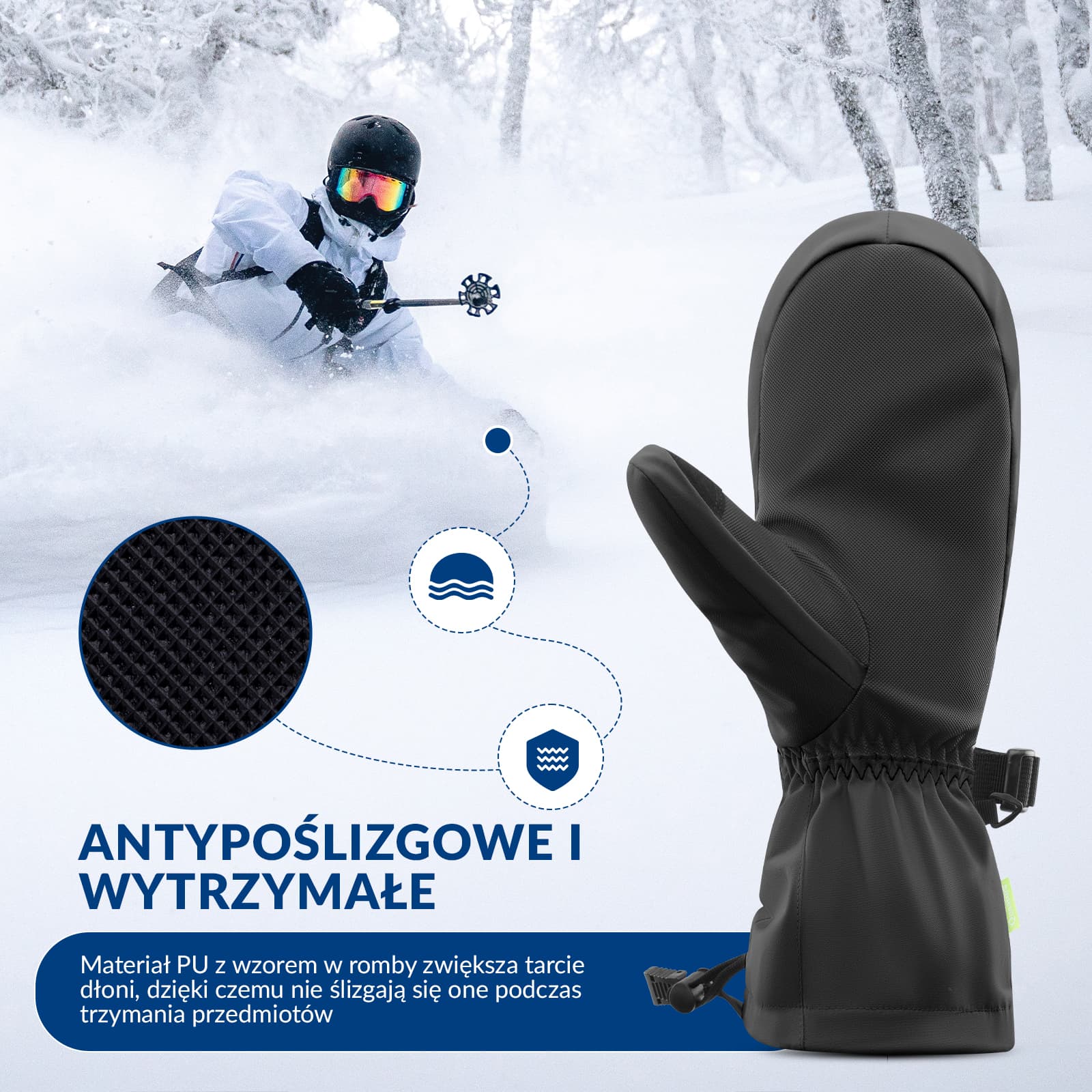 Qunature Rękawiczki Narciarskie Zimowe z Funkcją Ekranu Dotykowego Wodoodporne Wielobarwny-014-S346 - Image 18
