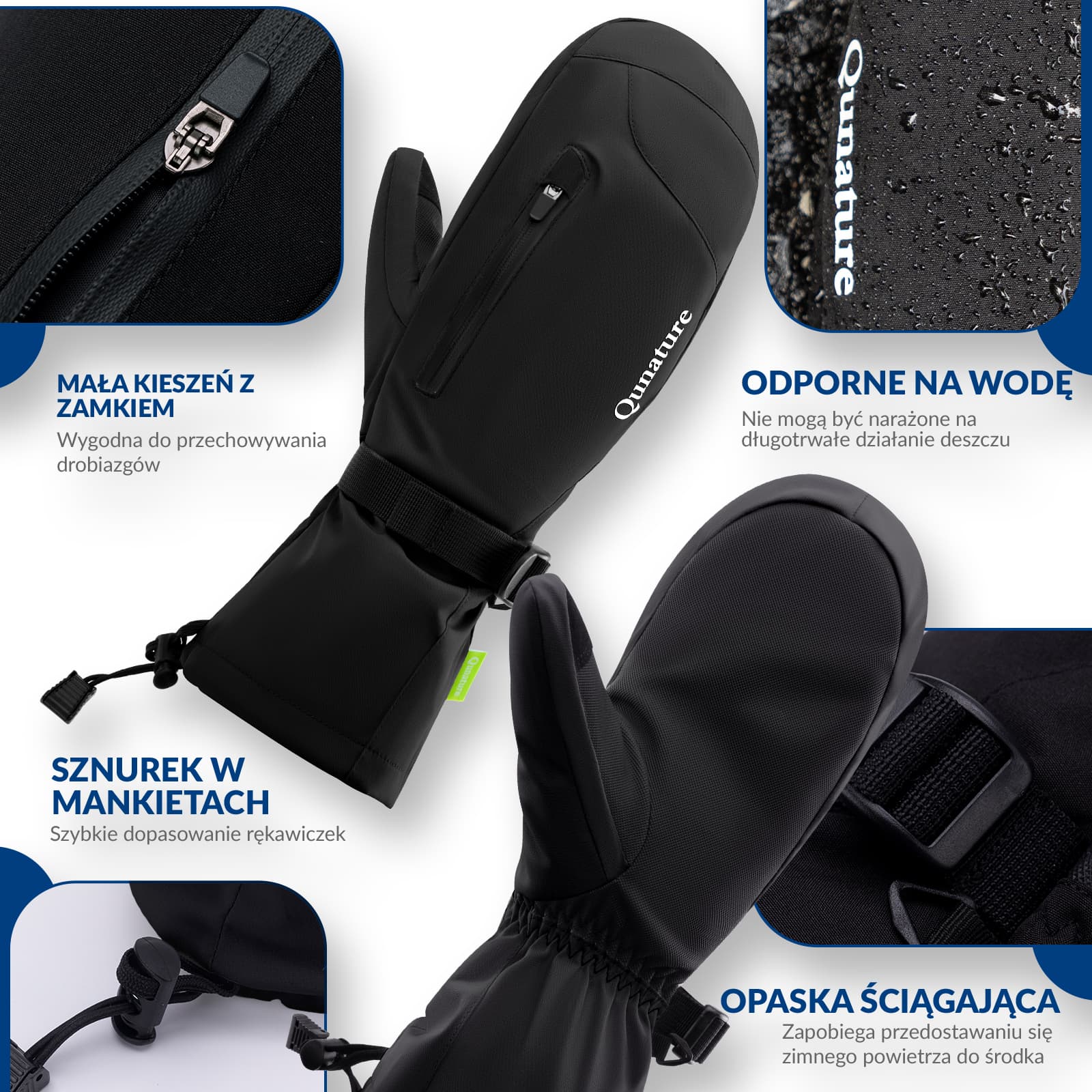 Qunature Rękawiczki Narciarskie Zimowe z Funkcją Ekranu Dotykowego Wodoodporne Wielobarwny-014-S346 - Image 19