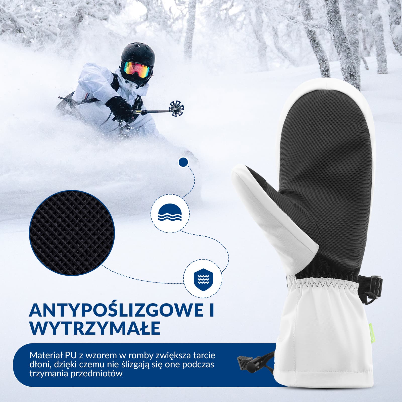 Qunature Rękawiczki Narciarskie Zimowe z Funkcją Ekranu Dotykowego Wodoodporne Wielobarwny-014-S346 - Image 25