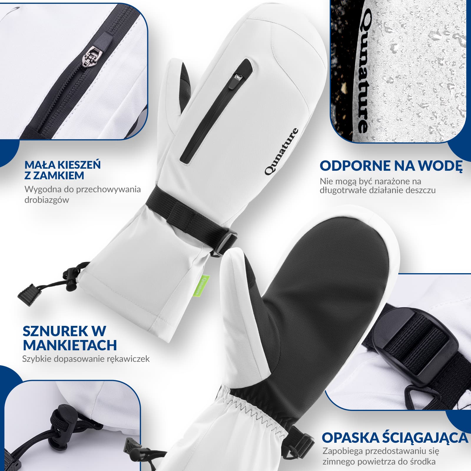 Qunature Rękawiczki Narciarskie Zimowe z Funkcją Ekranu Dotykowego Wodoodporne Wielobarwny-014-S346 - Image 26