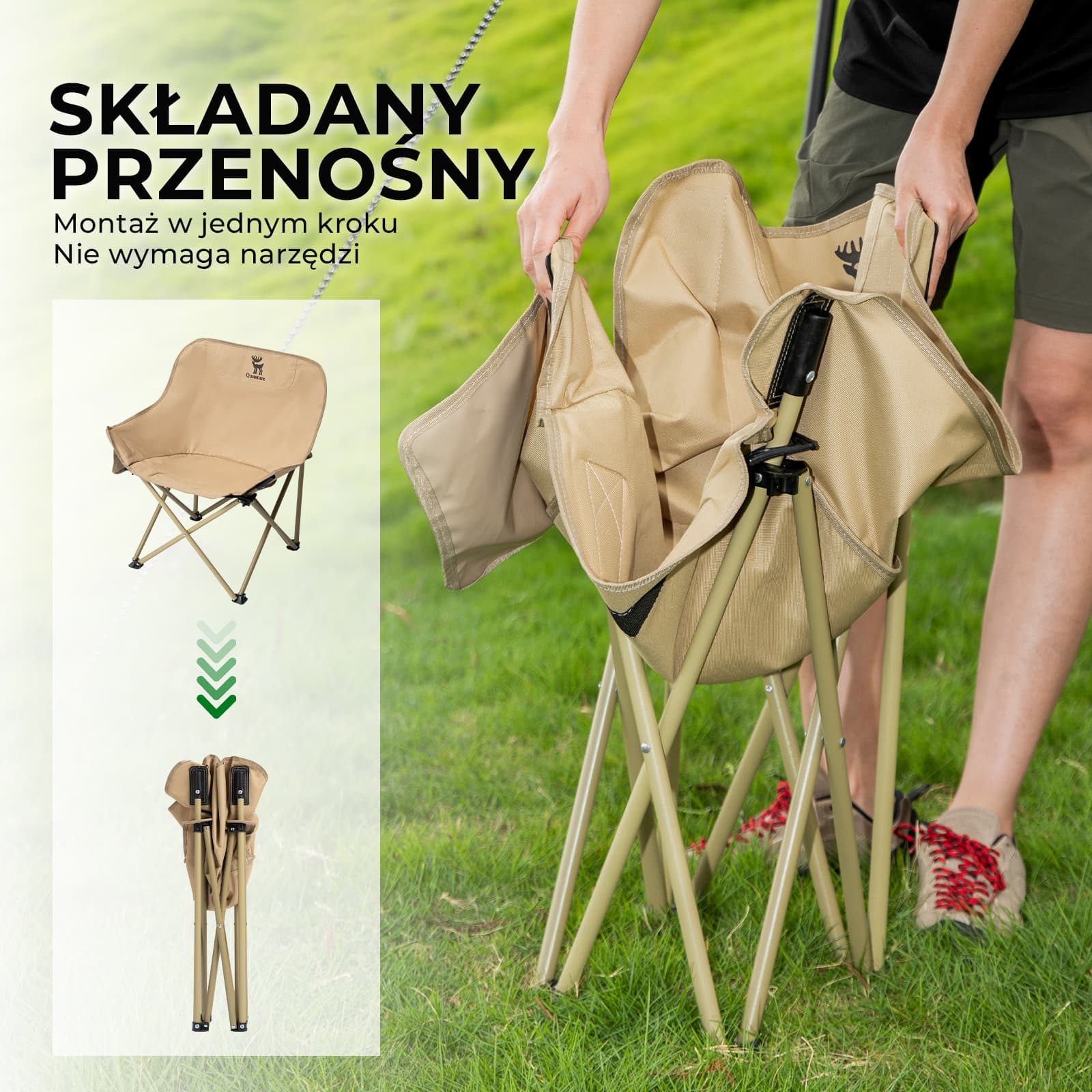 Qunature Składane Krzesło Kempingowe dla Dzieci/Dorosłych - Image 14