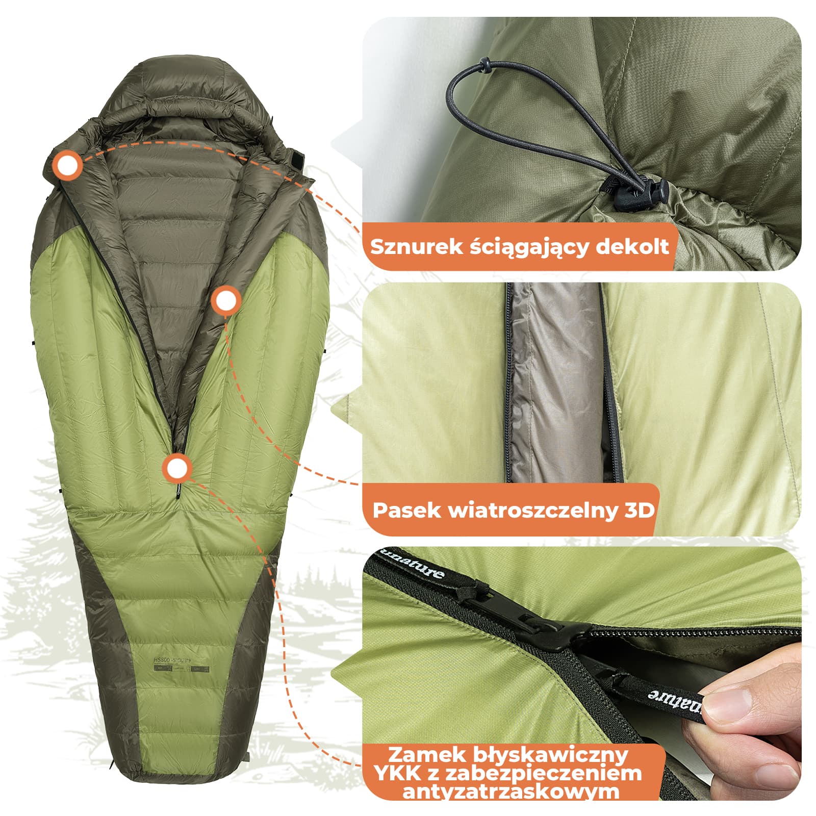 Qunature Śpiwór Puchowy Mummy-HS-800 - Image 14