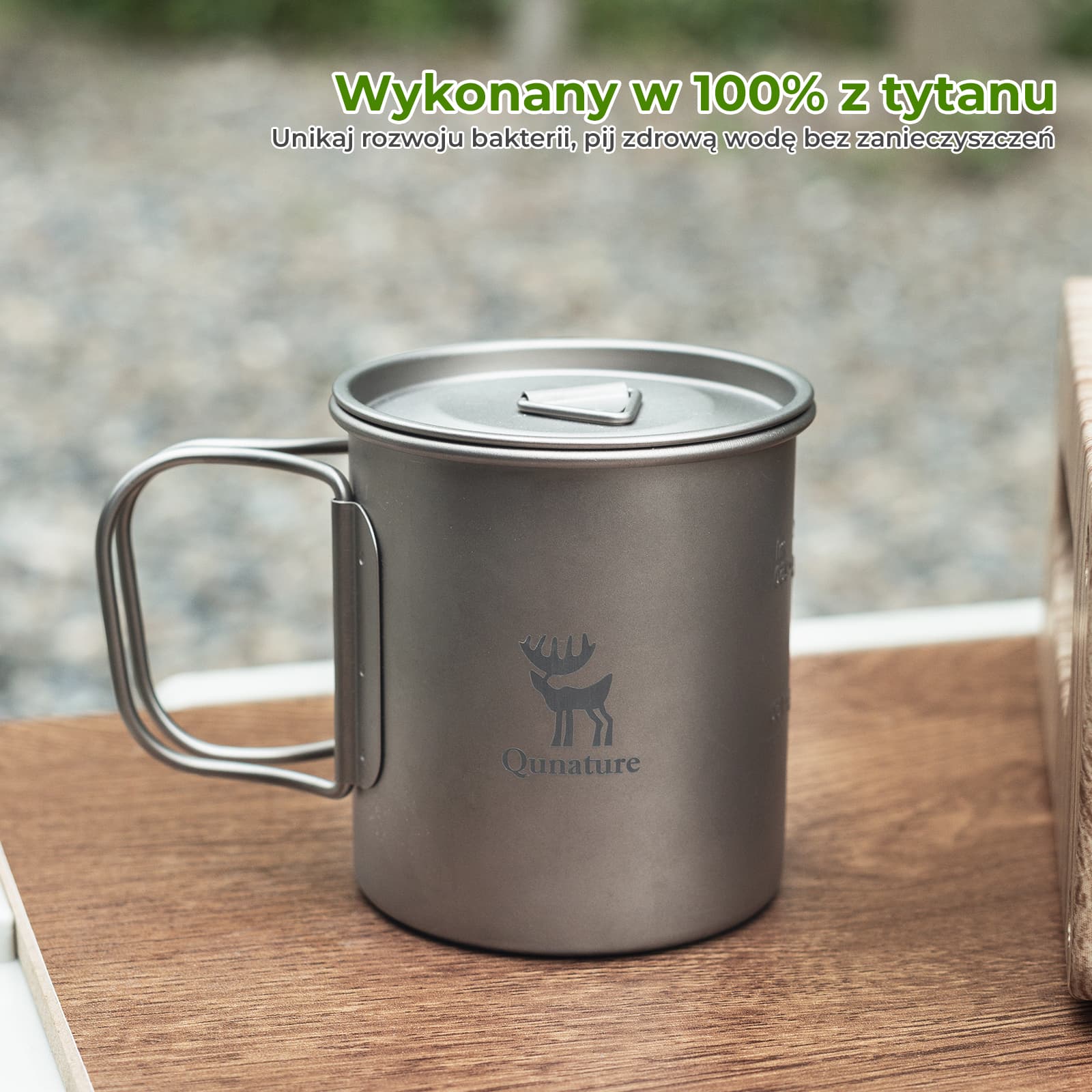 Qunature Tytanowy Składany Kubek Outdoorowy 375ml - Image 6