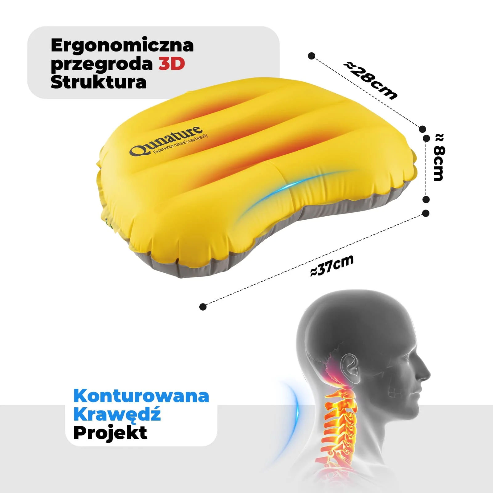 Qunature Ultralekka Dmuchana Poduszka Kempingowa - Image 11