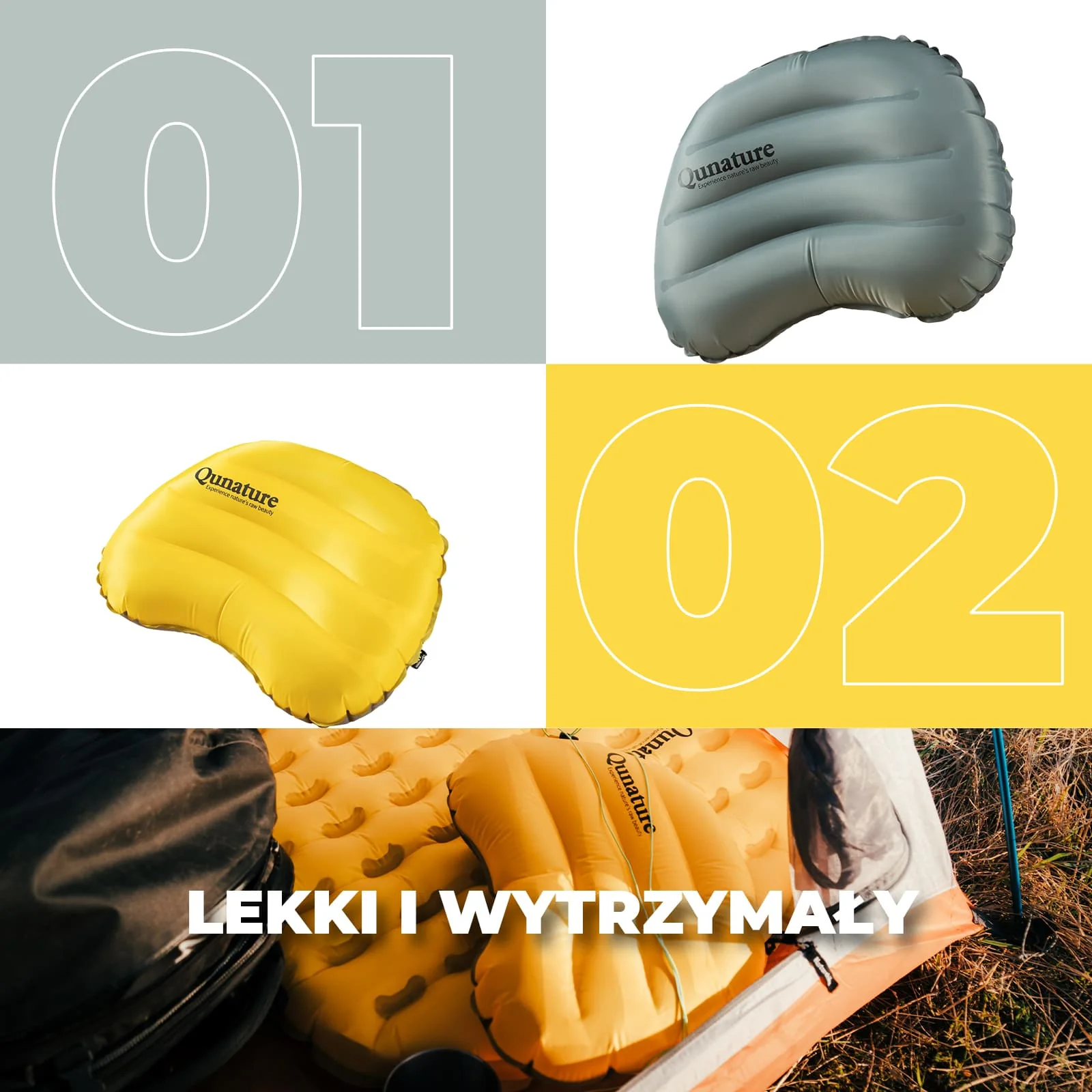 Qunature Ultralekka Dmuchana Poduszka Kempingowa - Image 12