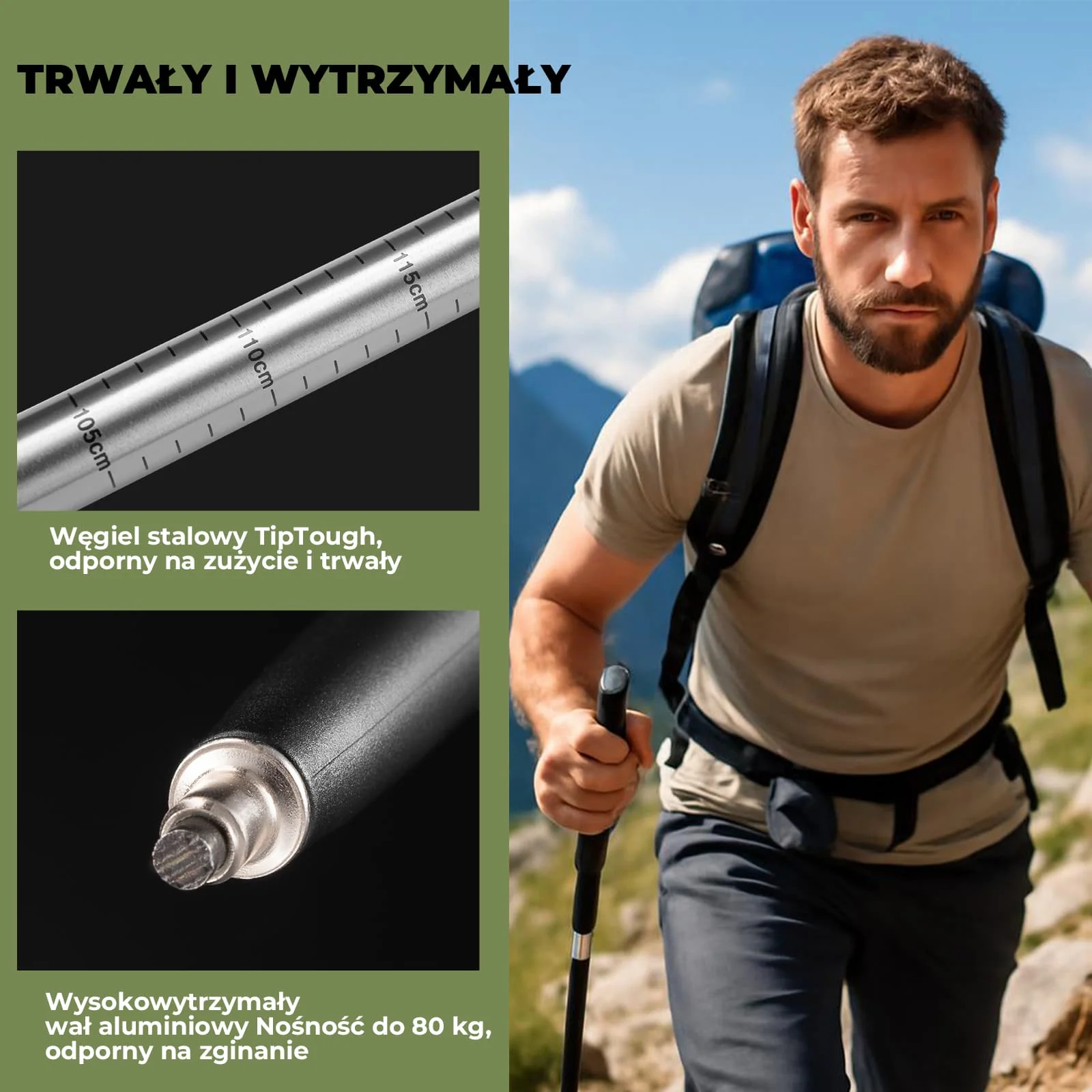 Qunature Ultralekki Kij Trekkingowy 3-częściowy - Image 11