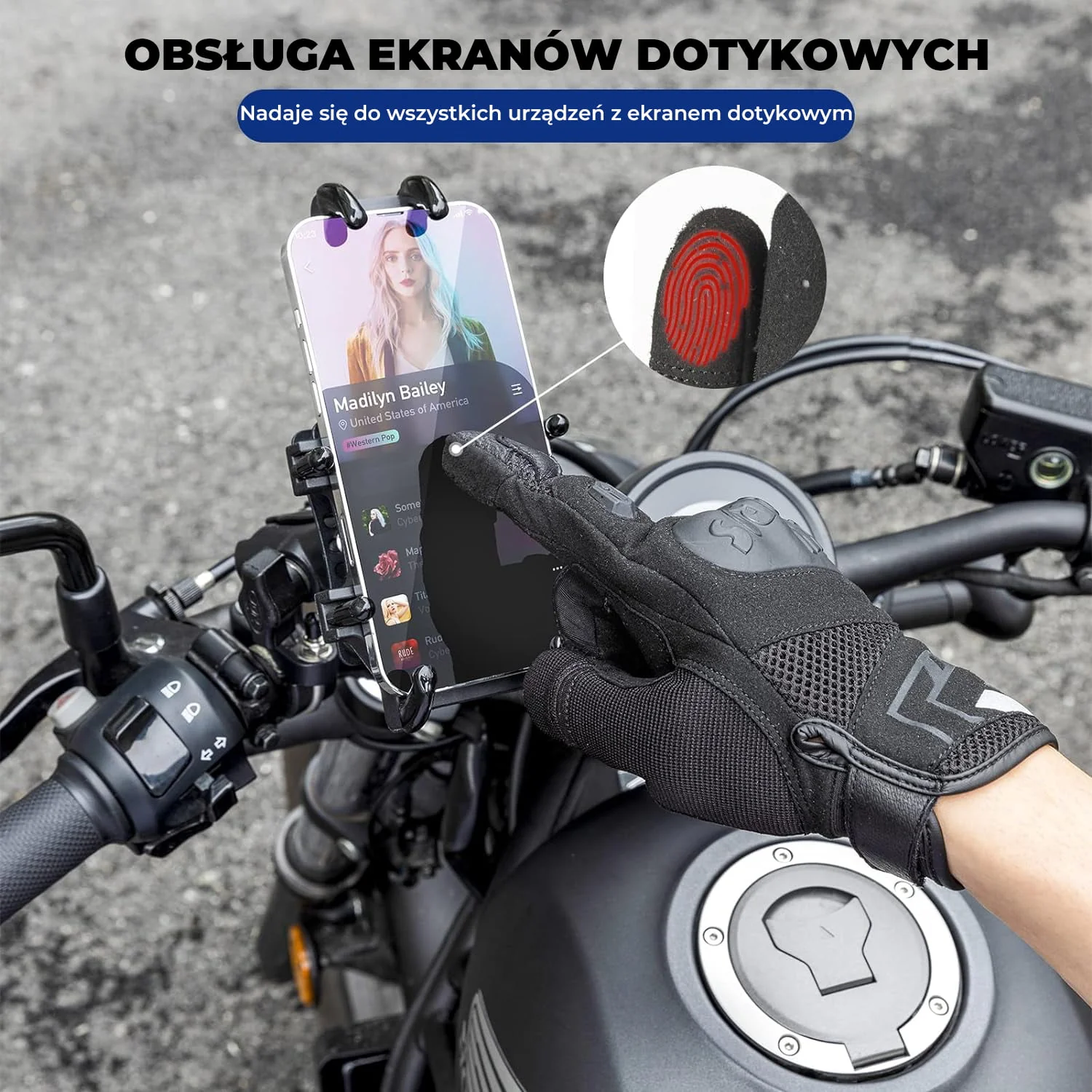 Rękawice Motocyklowe Z Pełnymi Palcami I Ekranem Dotykowym Wiosna i Jesień-MT004 - Image 2