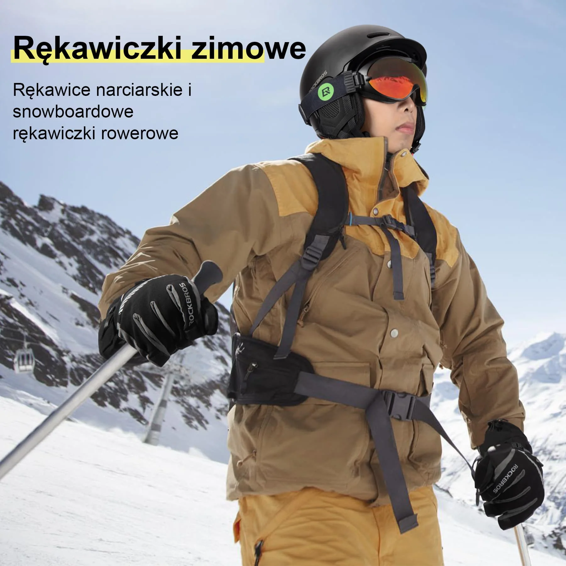 Rękawice Narciarskie Termiczne Podwójna Warstwa Dwa W Jednym Zimowe - Image 2