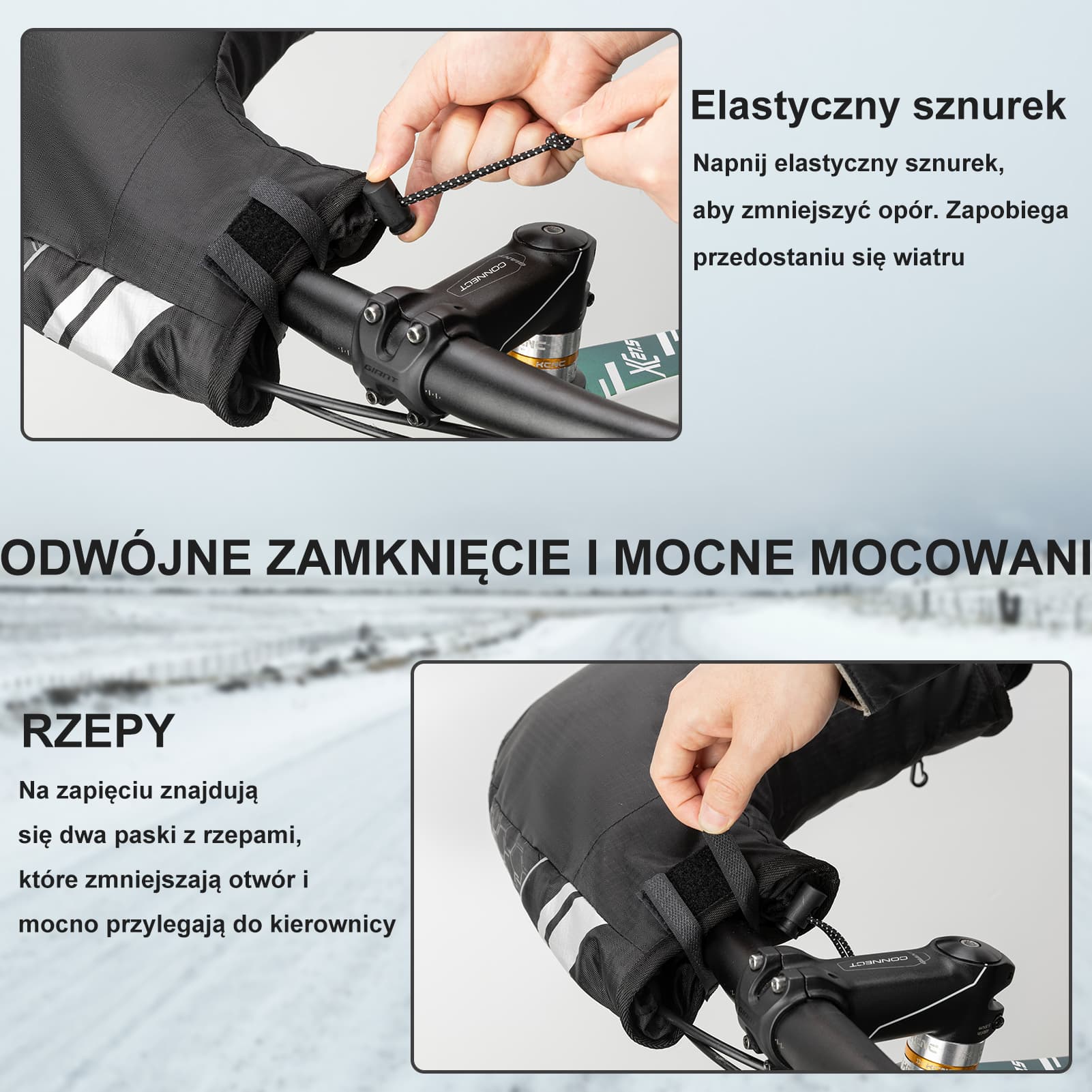 Rękawice Zimowe na Kierownicę Rowerową Duża Wersja - Image 5