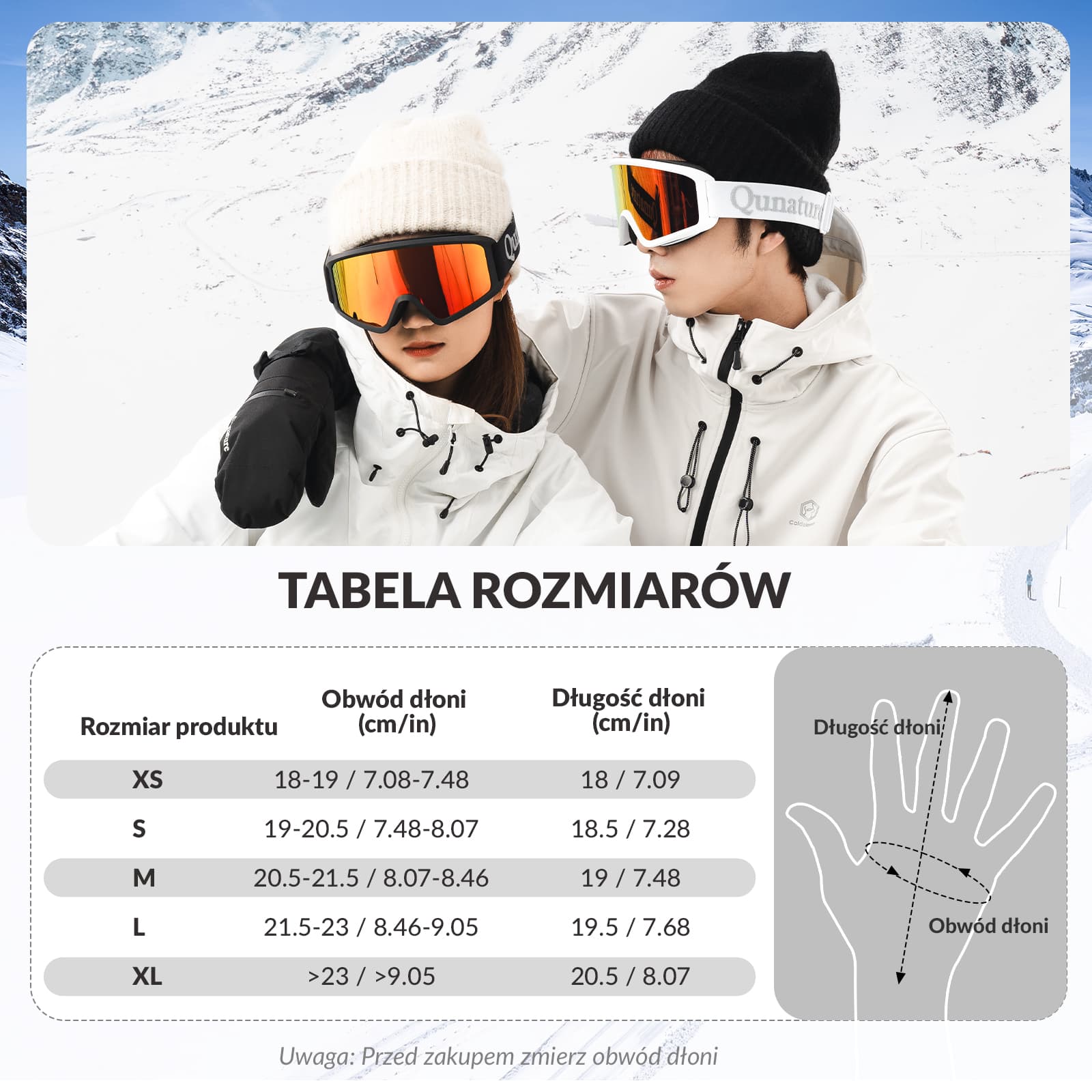Qunature Rękawiczki Narciarskie z Pełnymi Palcami Wodoodporne Termiczne z Funkcją Ekranu Dotykowego -014-S345 - Image 13