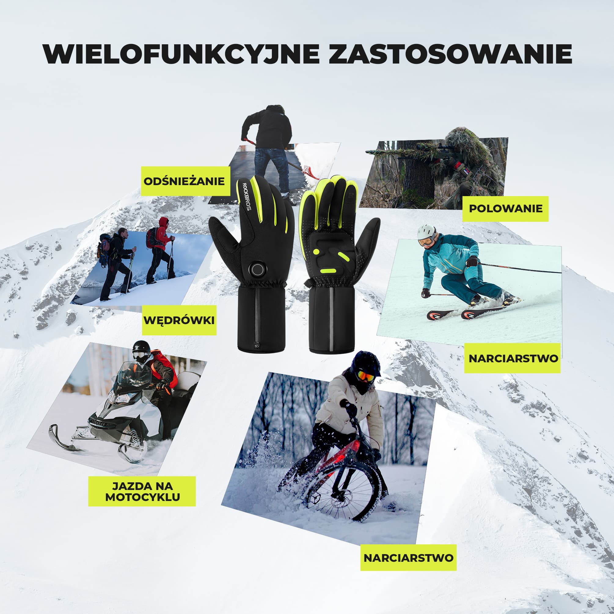 Rękawiczki Podgrzewane z Akumulatorami Ciepłe Zimowe -S381 - Image 7