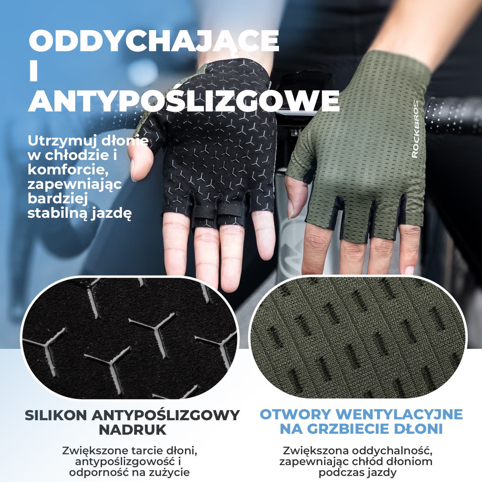 Rękawiczki Rowerowe bez Palców Maksymalna Przyczepność i Wentylacja-S376 - Image 10
