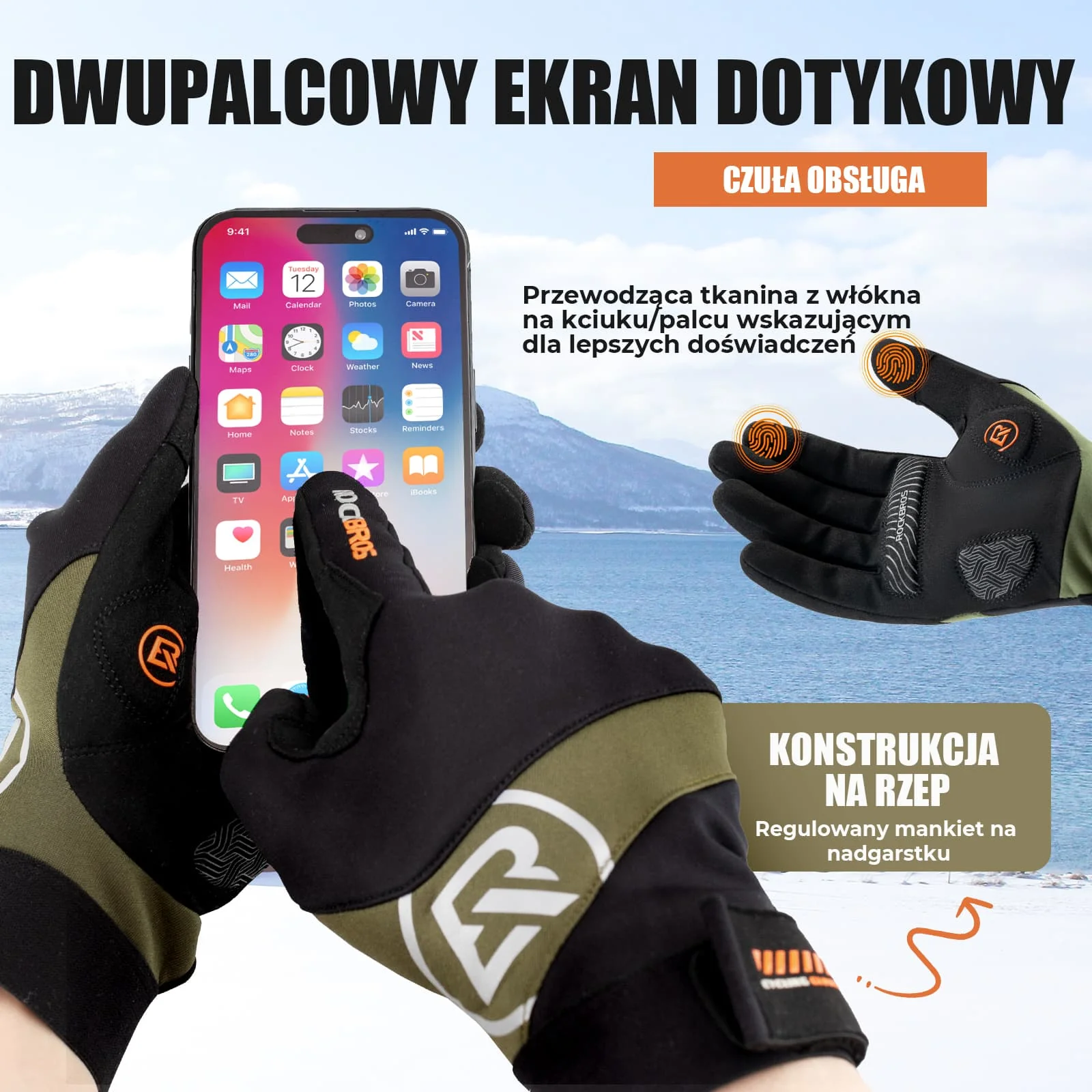Rękawiczki Rowerowe Długie z Ekranem Dotykowym Wiosna i Jesień-S379 - Image 3