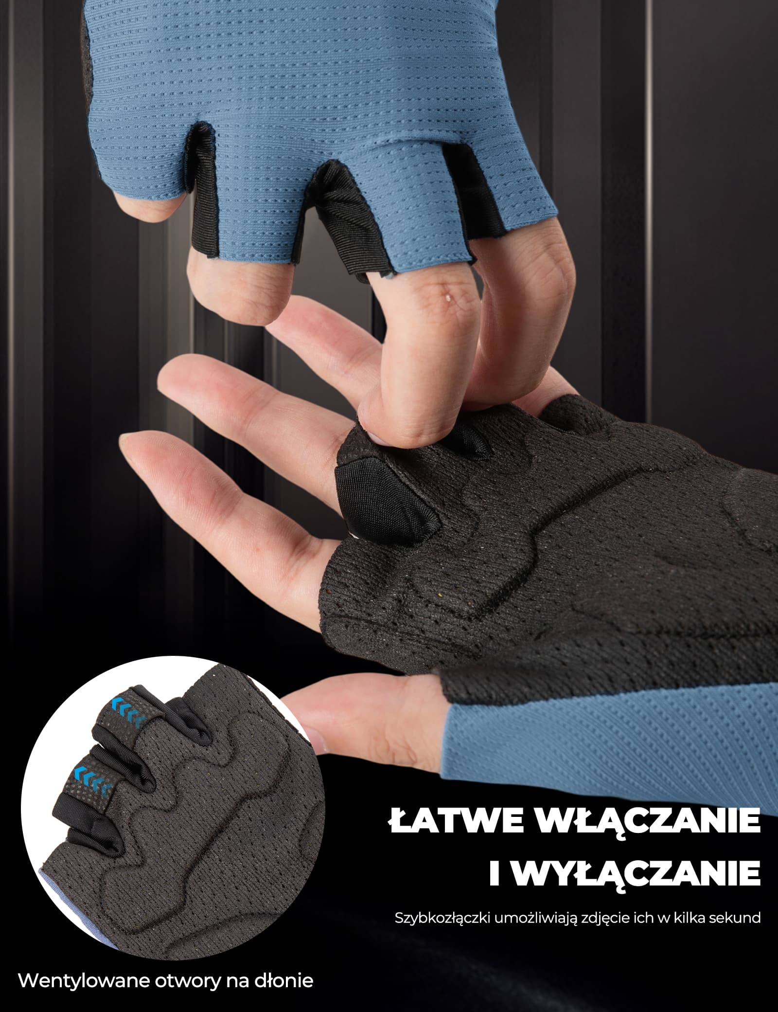 Rękawiczki Rowerowe Krótkie Z Technologią PORON XRD Amortyzujące - S403 - Image 7