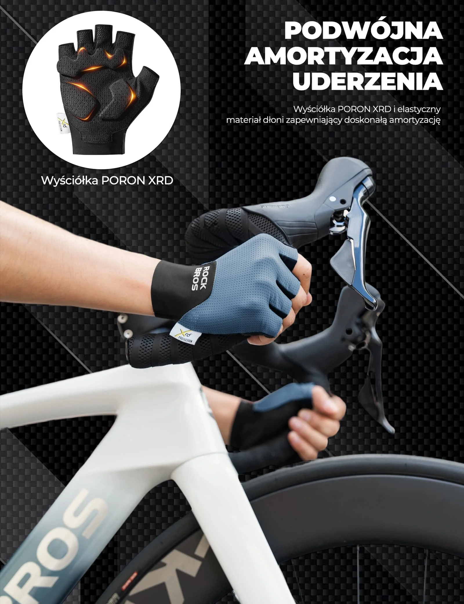 Rękawiczki Rowerowe Krótkie Z Technologią PORON XRD Amortyzujące - S403 - Image 9