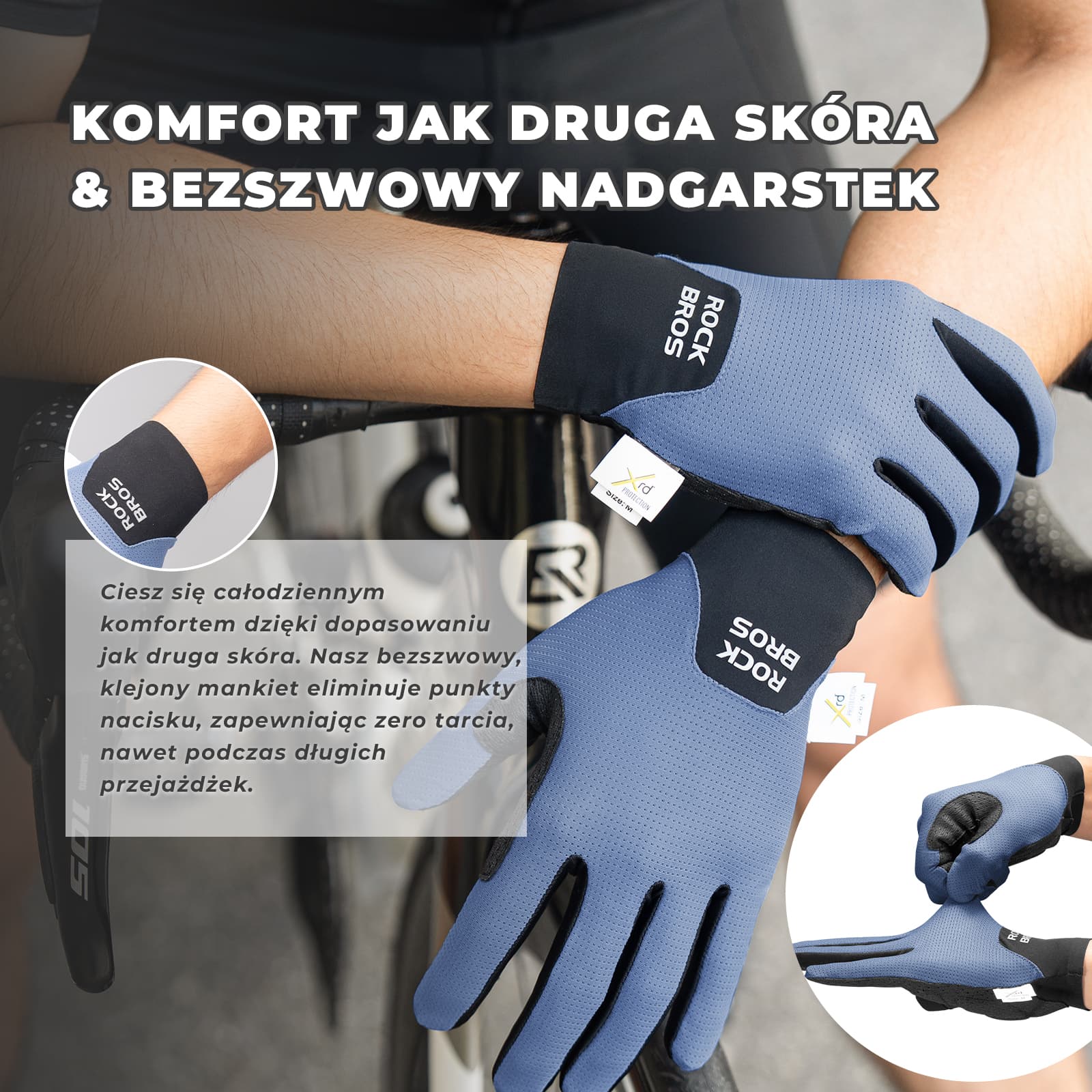 Rękawiczki Rowerowe Touchscreen Z Amortyzacją Wiosenno-letni Cienki Styl-S403-1 - Image 3