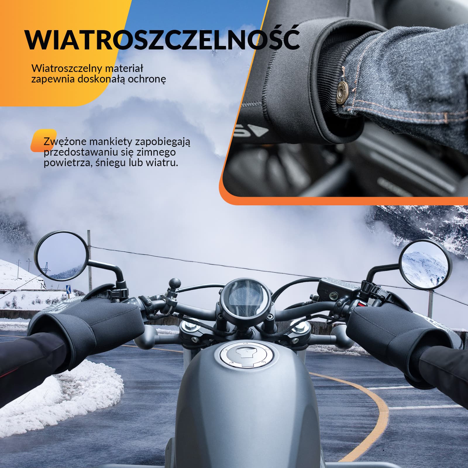 Rękawiczki Zimowe na Kierownicę Motocyklu Zima-D55 - Image 4