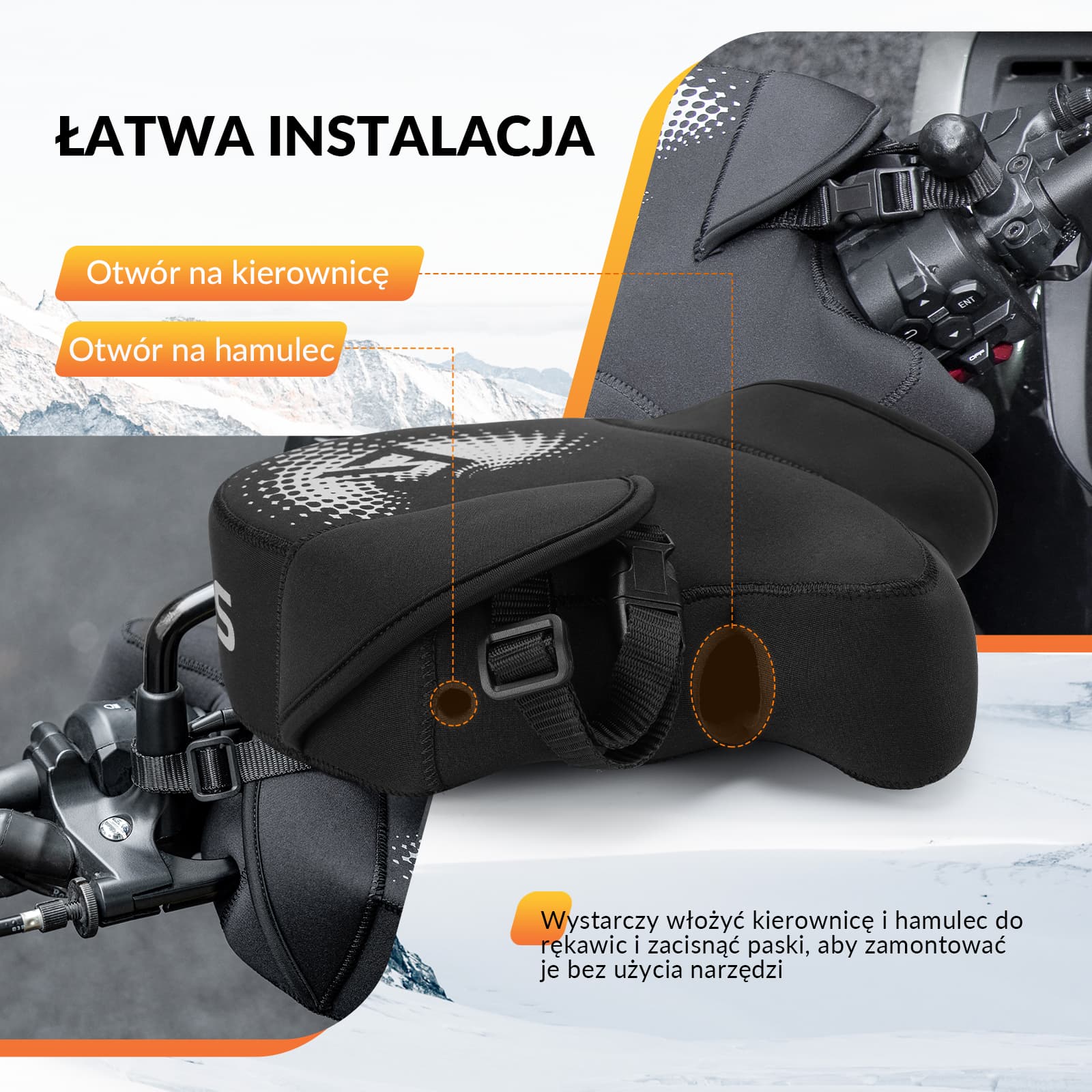 Rękawiczki Zimowe na Kierownicę Motocyklu Zima-D55 - Image 5