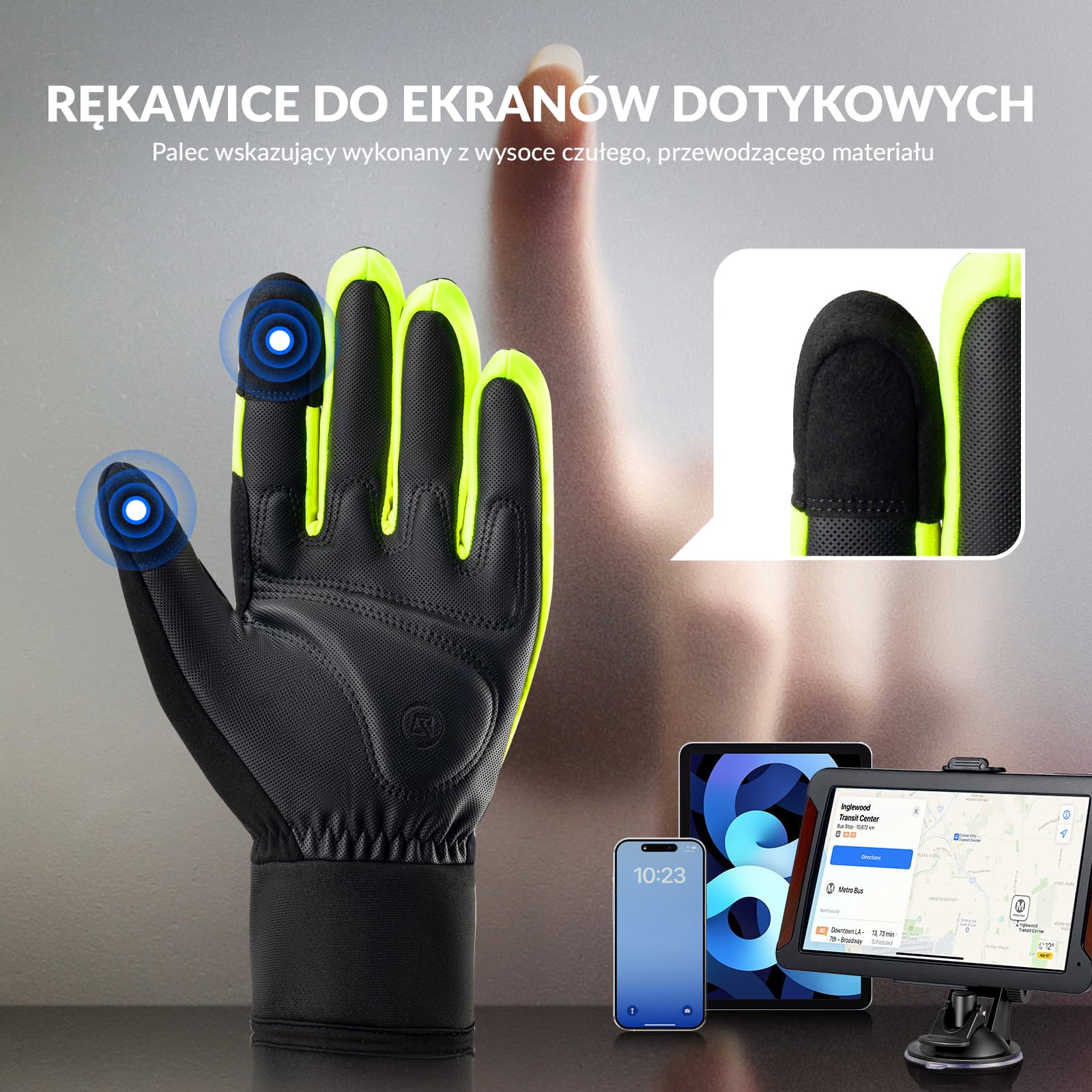 Rękawiczki Zimowe Rowerowe z Ekranem Dotykowym Wiatroszczelne-S335 - Image 3