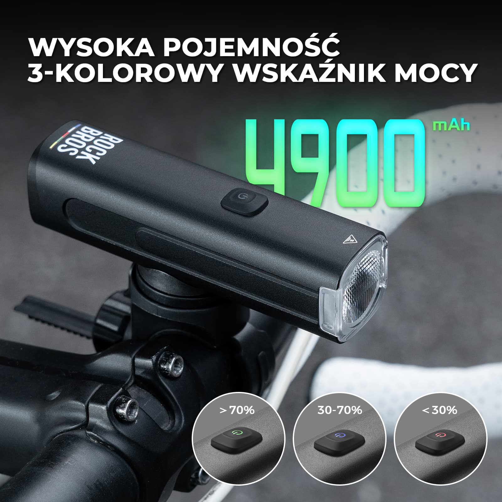 ROAD TO SKY Lampka Rowerowa Przednia 600–1200–1500 lm Wodoodporny - Image 3