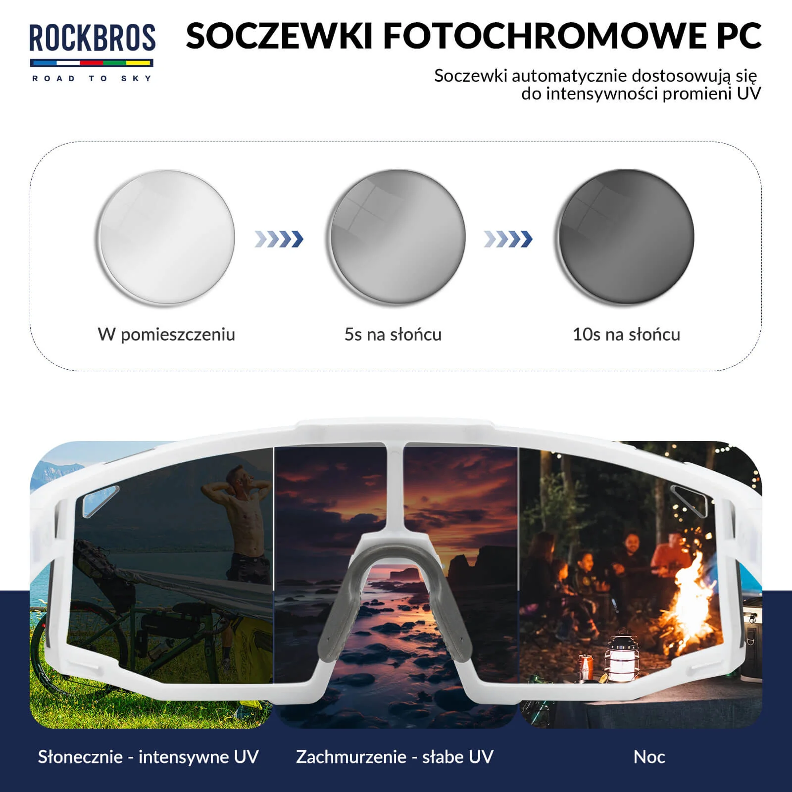 ROAD TO SKY Okulary Rowerowe Fotochromowe Okulary Sportowe UV400 | ROCKBROS - Image 10