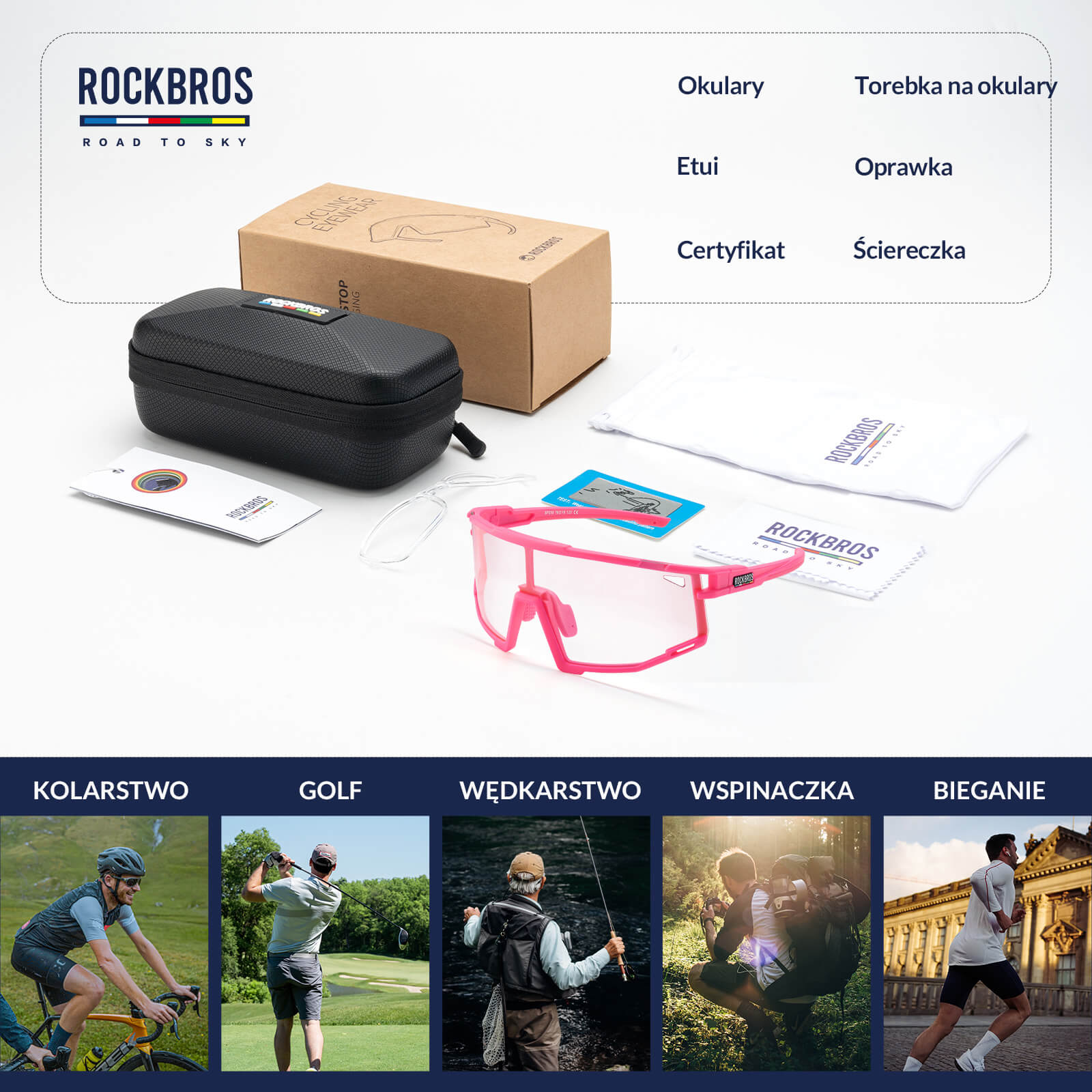 ROAD TO SKY Okulary Rowerowe Fotochromowe Okulary Sportowe UV400 | ROCKBROS - Image 12