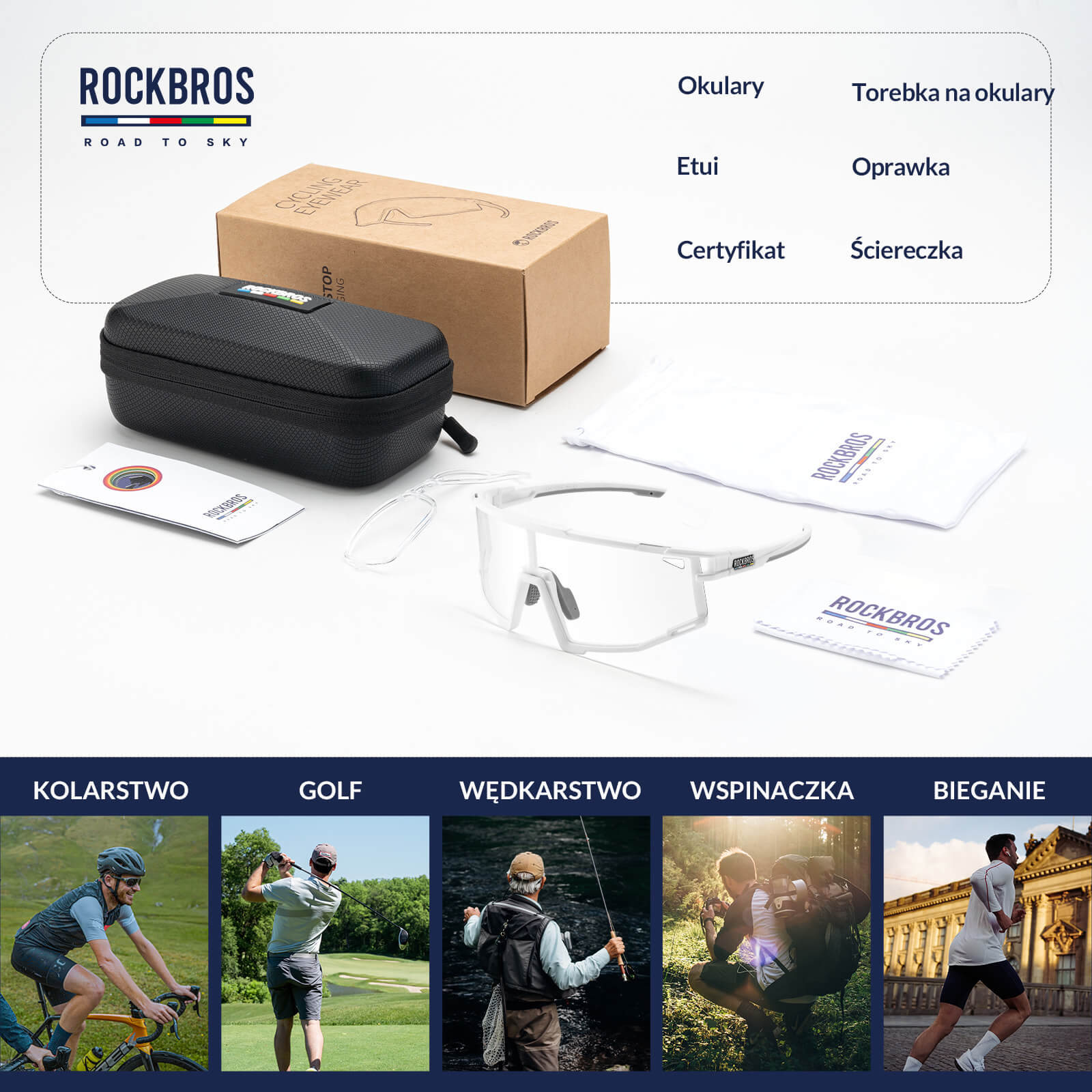 ROAD TO SKY Okulary Rowerowe Fotochromowe Okulary Sportowe UV400 | ROCKBROS - Image 6